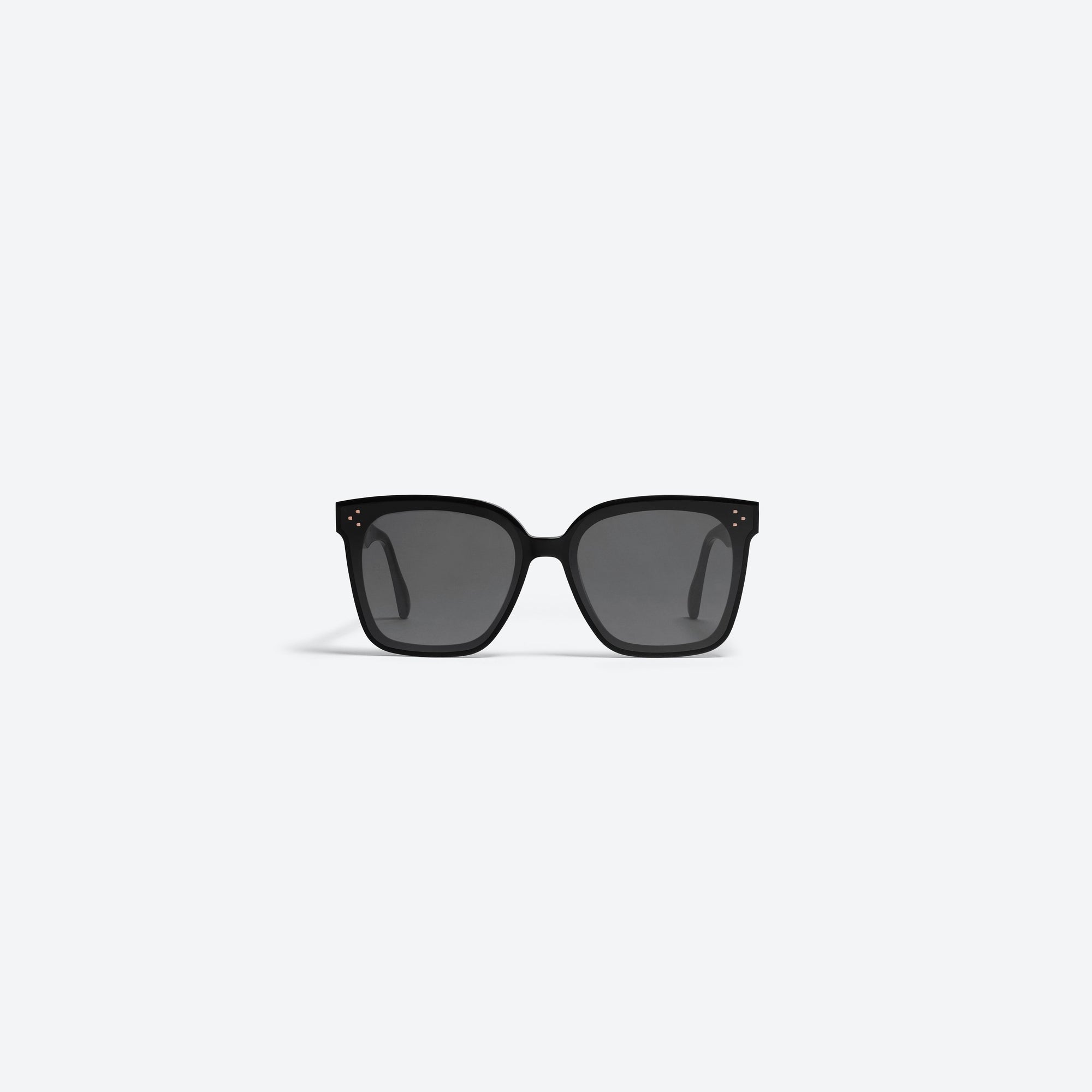 A front view of Gentle Monster Her 01 Small Black Acetate framed Square sunglasses.