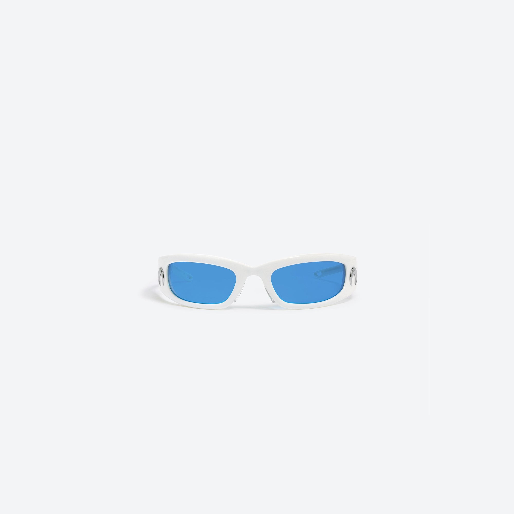 A front view of Gentle Monster Marine Serre - Visionizer II W1 White Acetate framed Wraparound sunglasses.