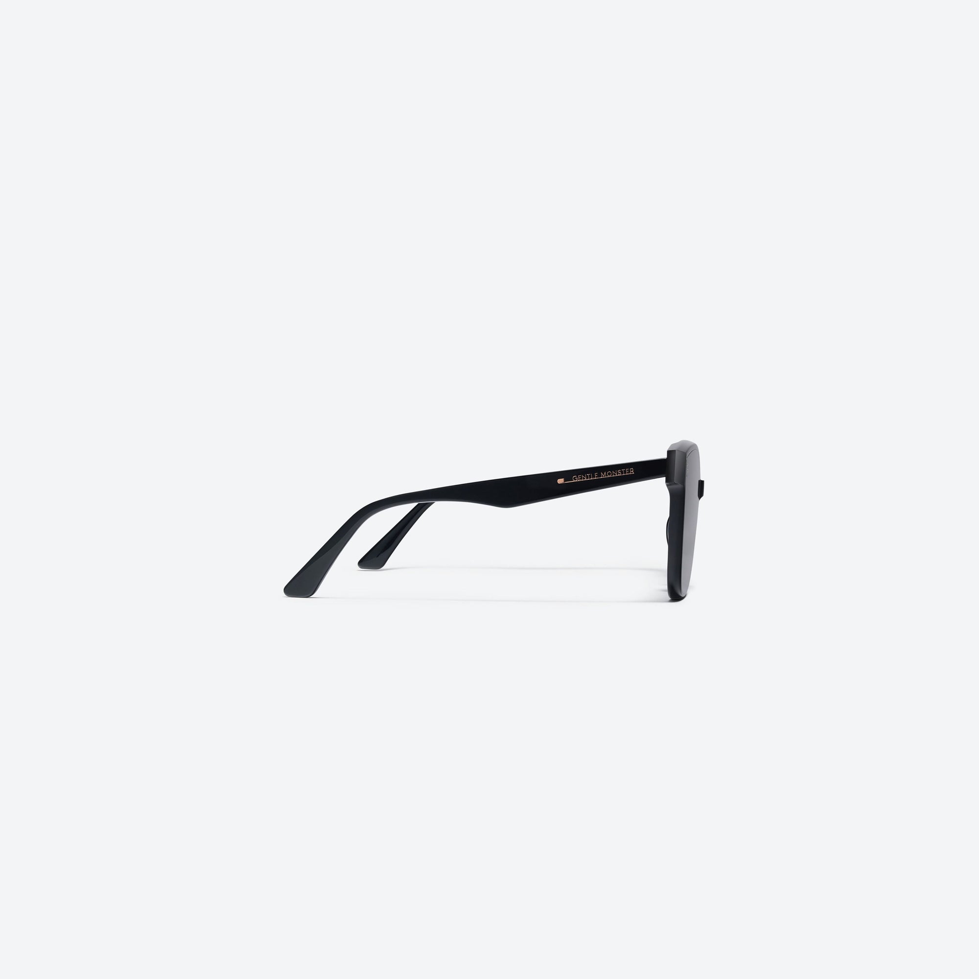 A detailed right view of Gentle Monster Rick 01 Black Acetate framed Square sunglasses.