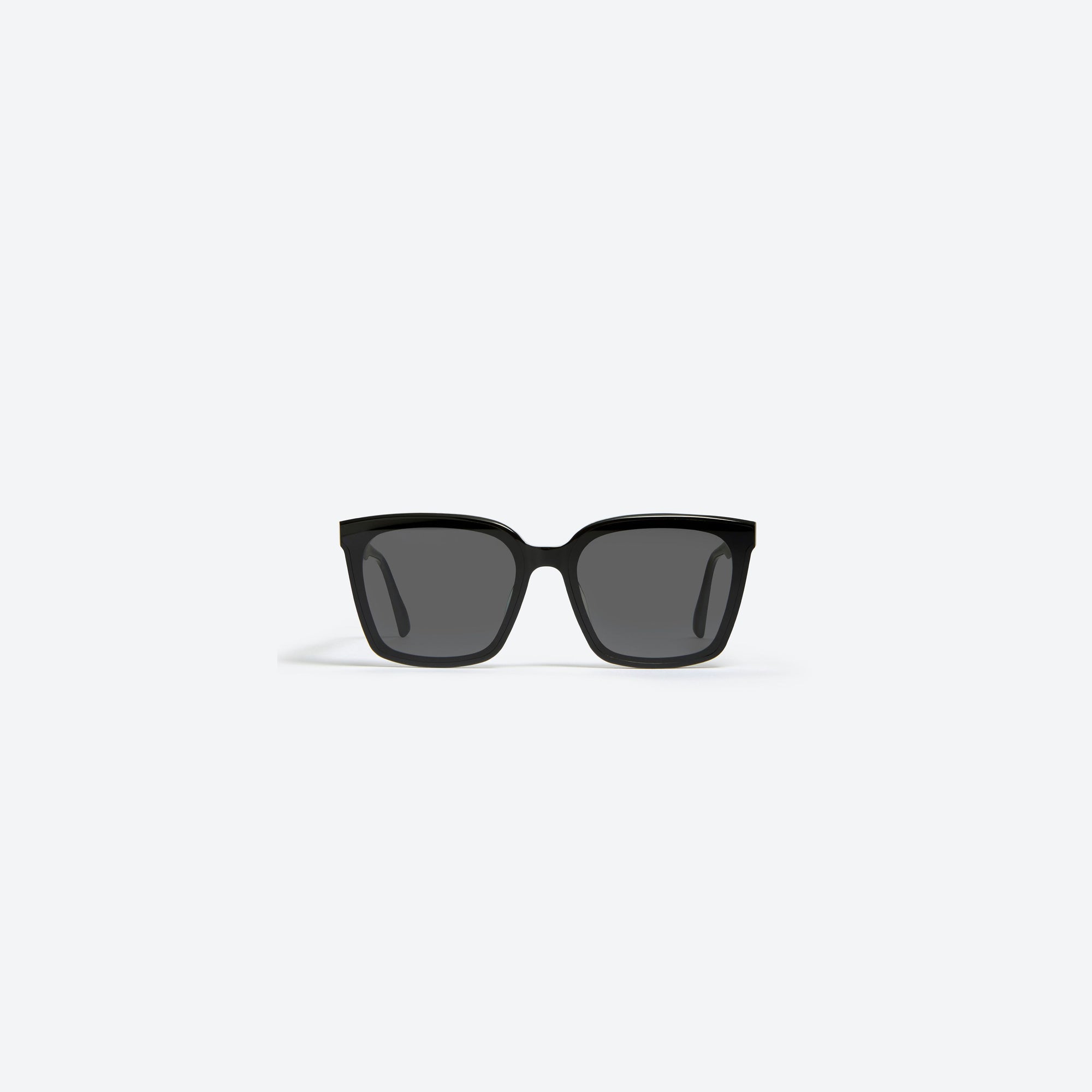 A front view of Gentle Monster Tega 01 Black Acetate framed Square sunglasses.