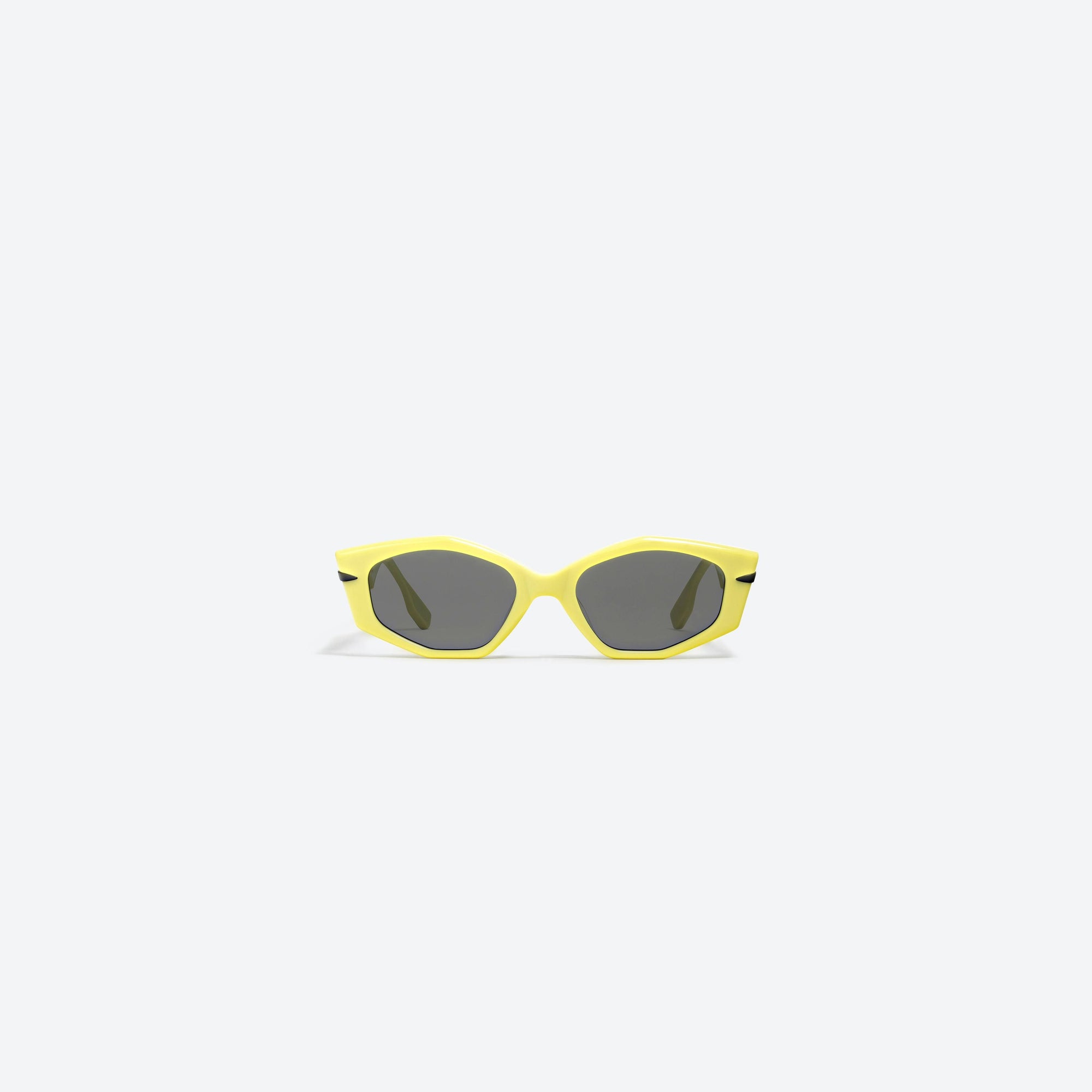 A front view of Gentle Monster SANKUANZ - Cilice YG1 Yellow Acetate framed Cat-eye sunglasses.