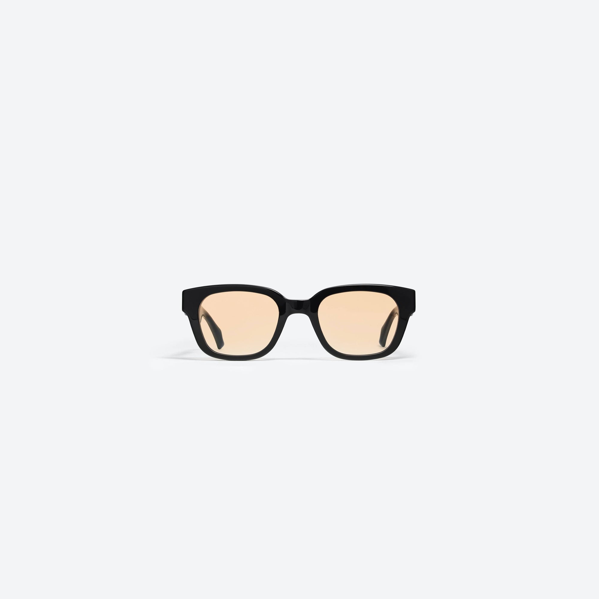 A front view of Gentle Monster Ambush - Carabiner 1 01(OR) Black Mixed framed Square sunglasses.