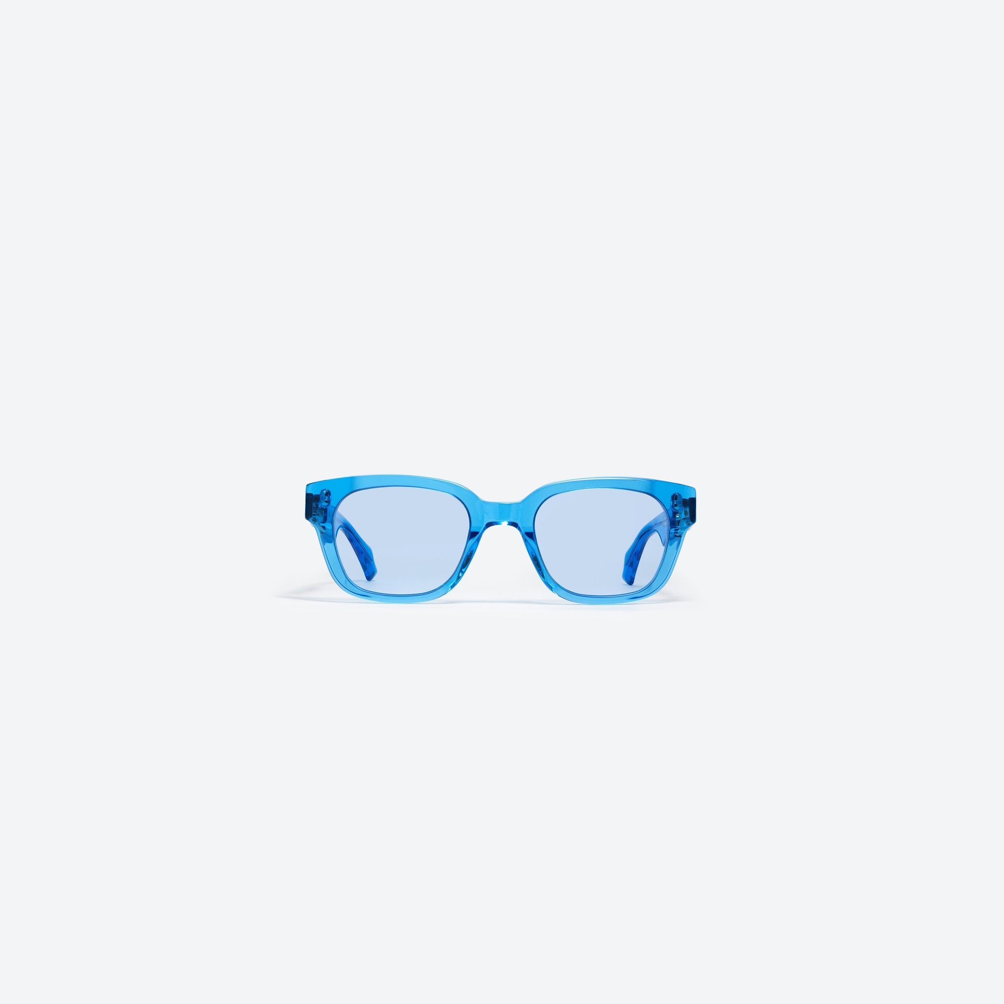 A front view of Gentle Monster Ambush - Carabiner 1 BLC2 Blue Mixed framed Square sunglasses.