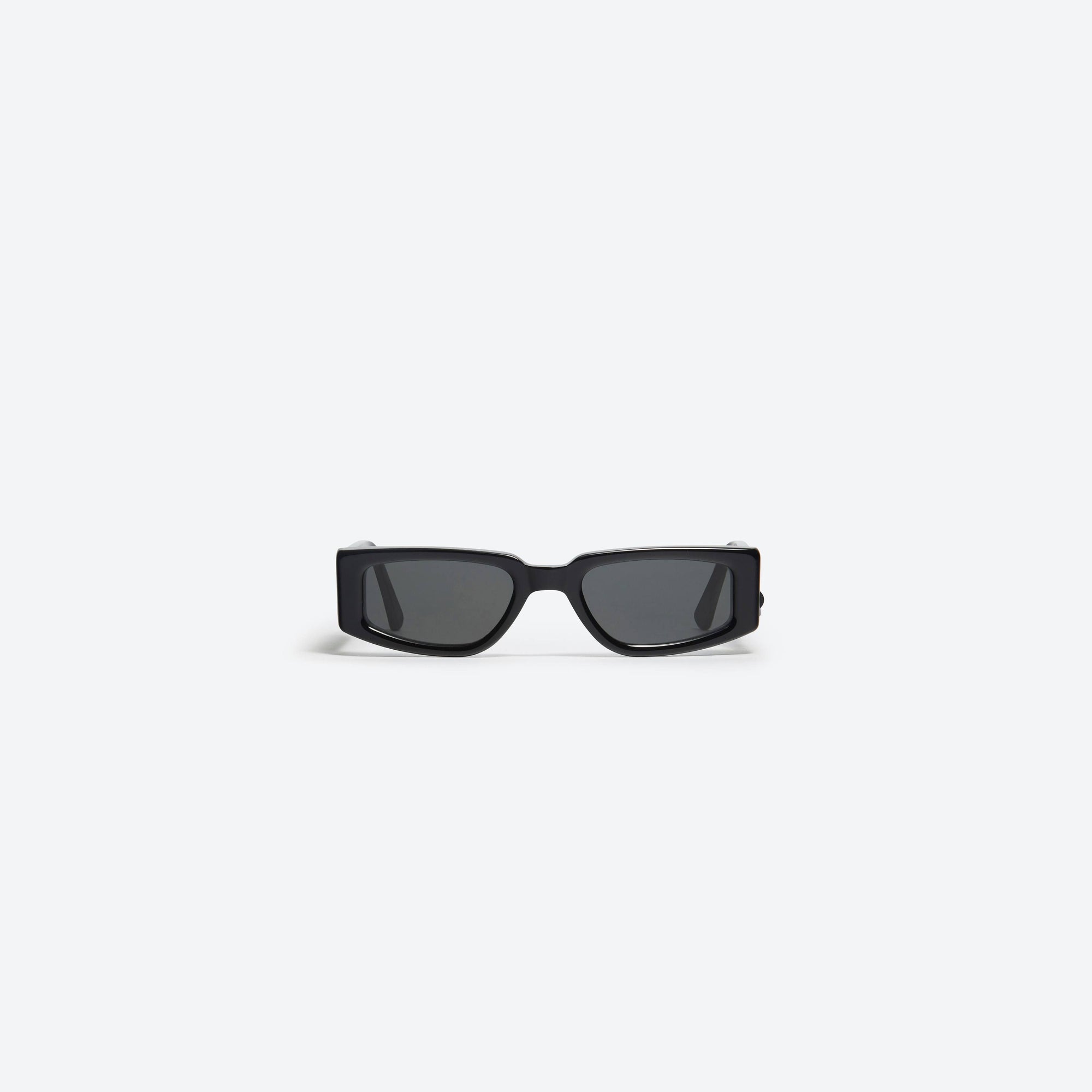 A front view of Gentle Monster Heron Preston - Level 0 01 Black Acetate framed Square sunglasses.