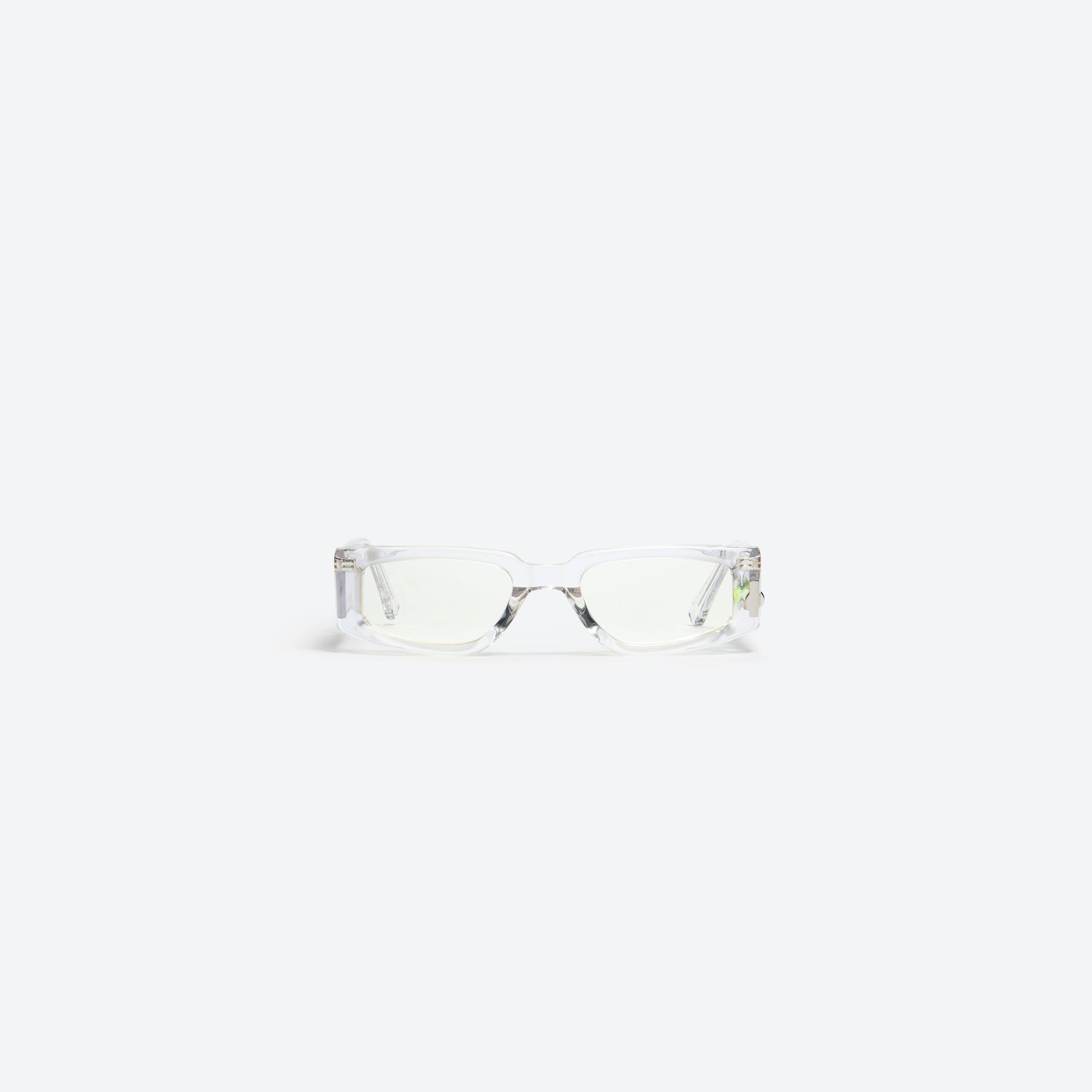 A front view of Gentle Monster Heron Preston - Level 0 C1 Clear Acetate framed Square sunglasses.
