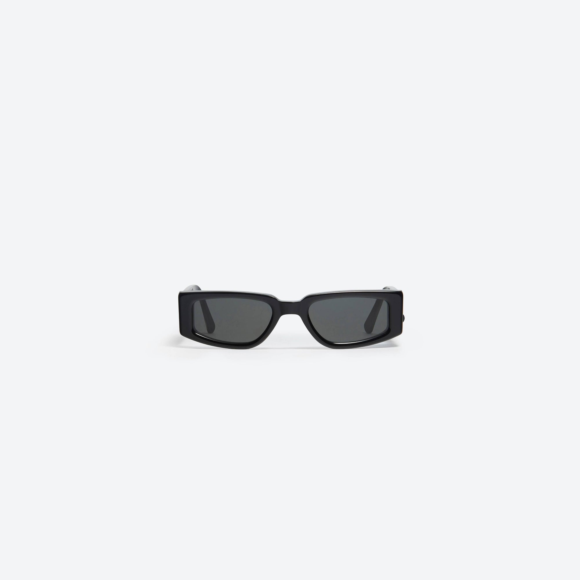 A front view of Gentle Monster Heron Preston - Level 0 01(B) Similar Black Acetate framed Square sunglasses.