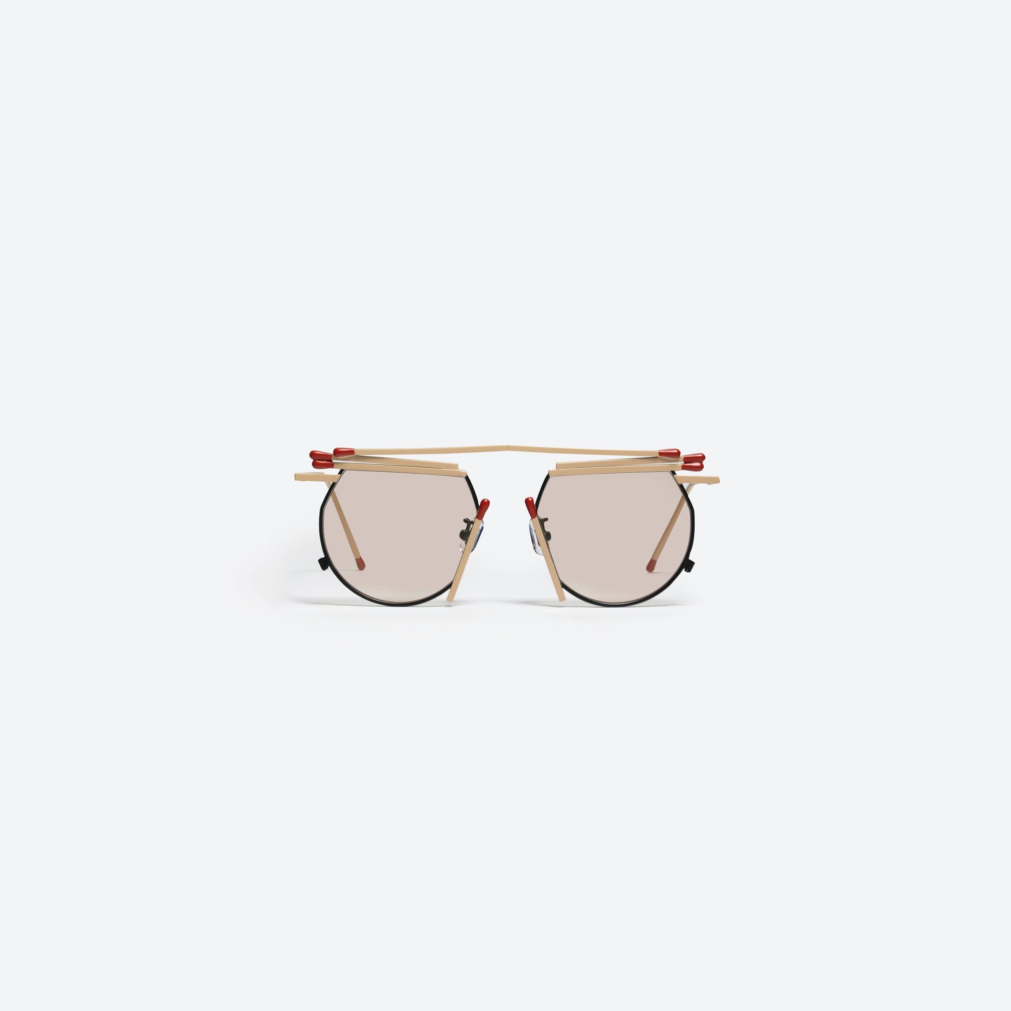 A front view of Gentle Monster Henrik Vibskov - Matches Glasses MA1 Black Metal framed Round sunglasses.