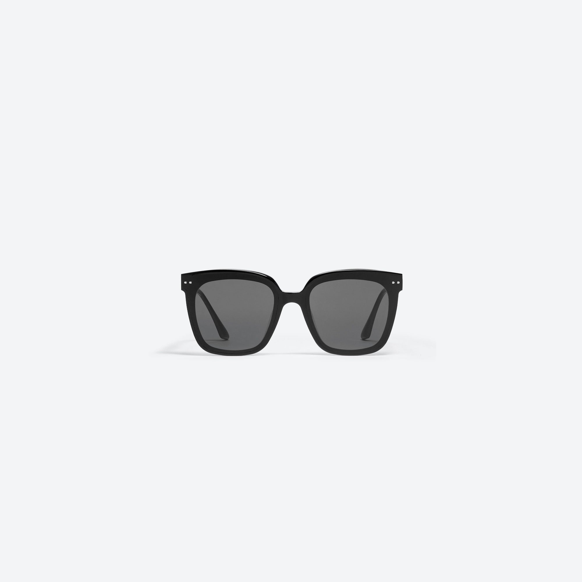 A front view of Gentle Monster Lo Cell 01 Black Acetate framed Square sunglasses.