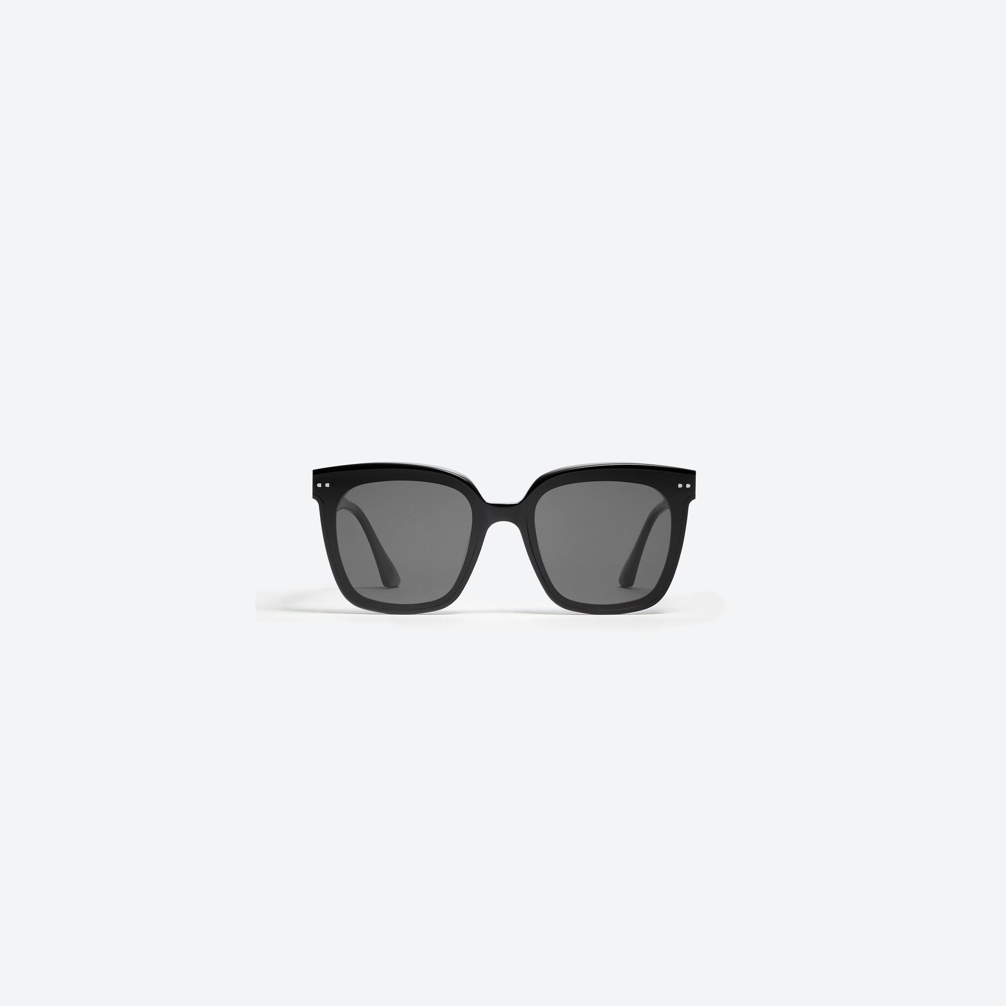 A front view of Gentle Monster Lo Cell 01 Small Black Acetate framed Square sunglasses.