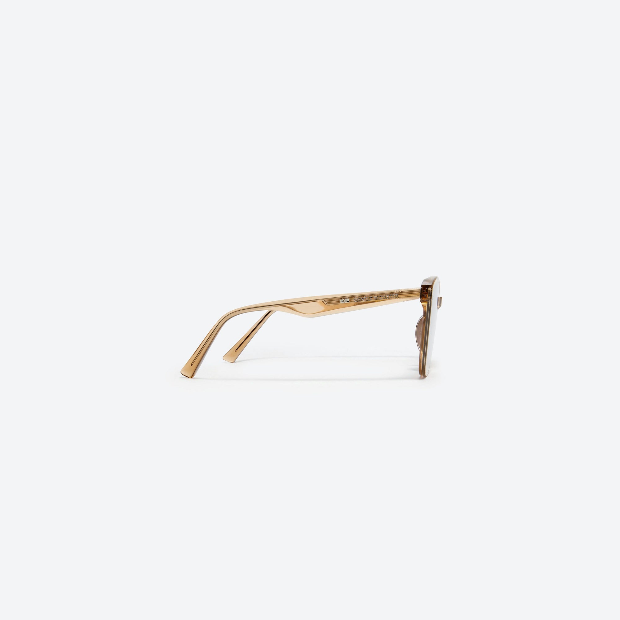 A detailed right view of Gentle Monster Rosy BRC1 Small Brown Acetate framed Round sunglasses.