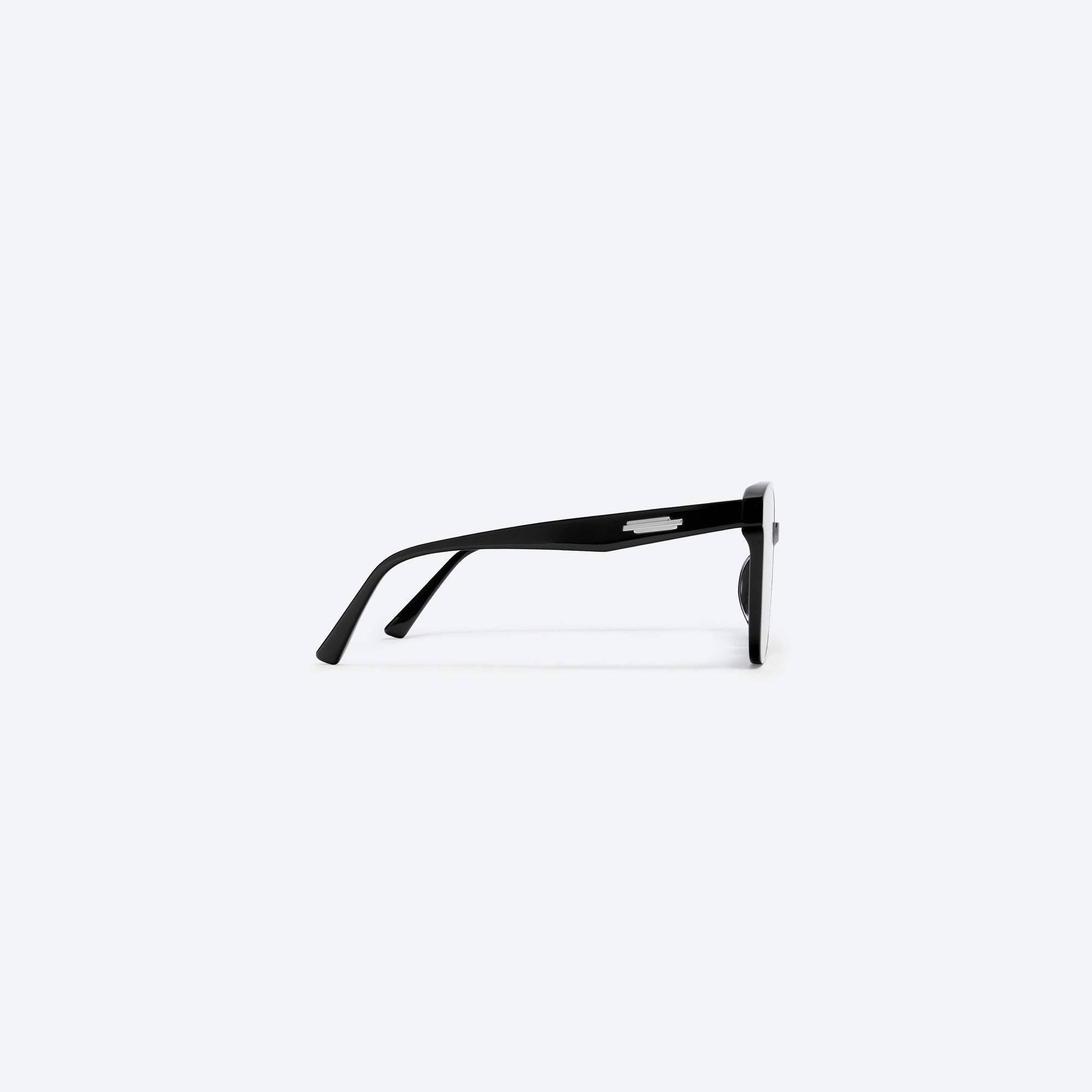 A detailed right view of Gentle Monster Jackie 01 Black Acetate framed Square sunglasses.