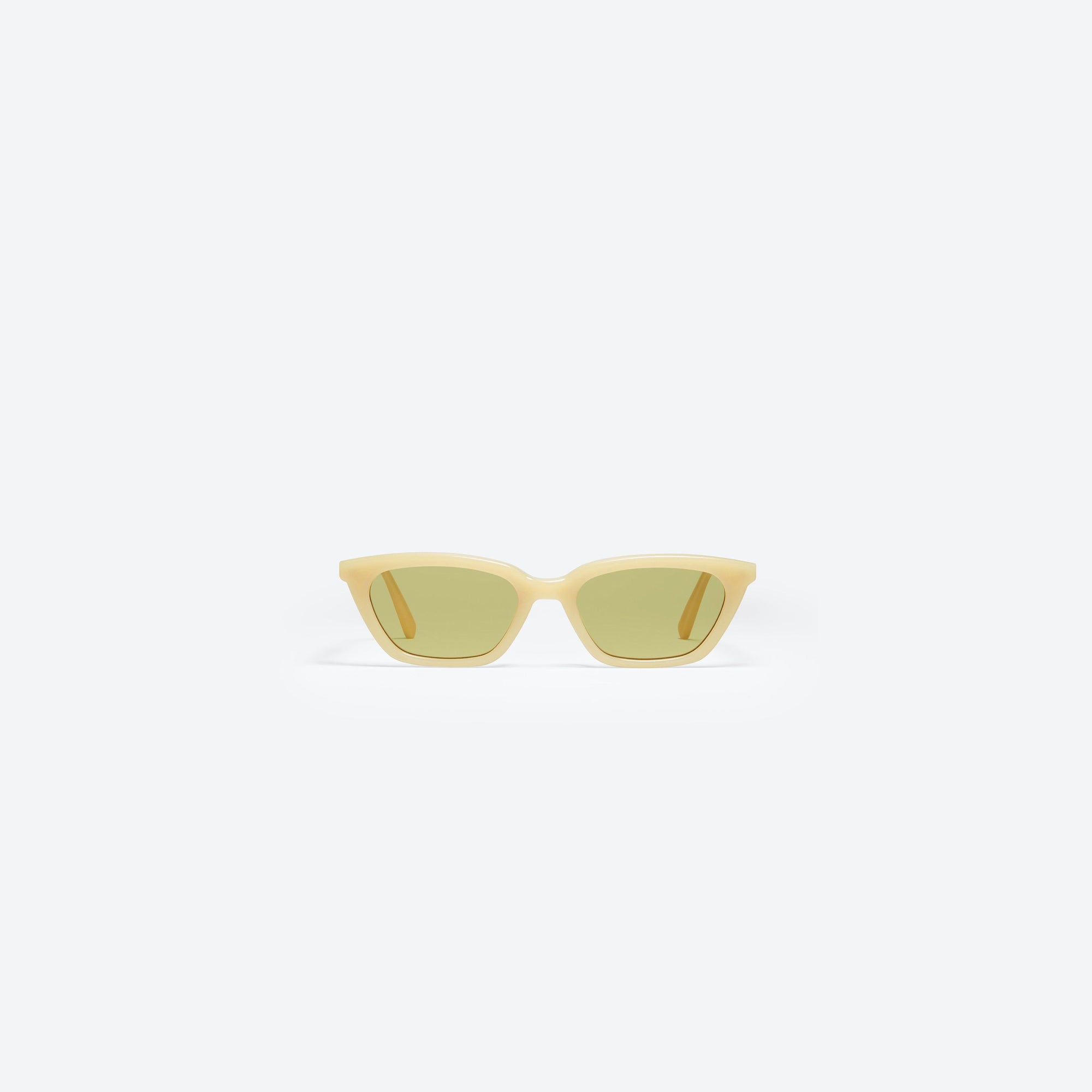 A front view of Gentle Monster Loti Y1 Yellow Acetate framed Cat-eye sunglasses.