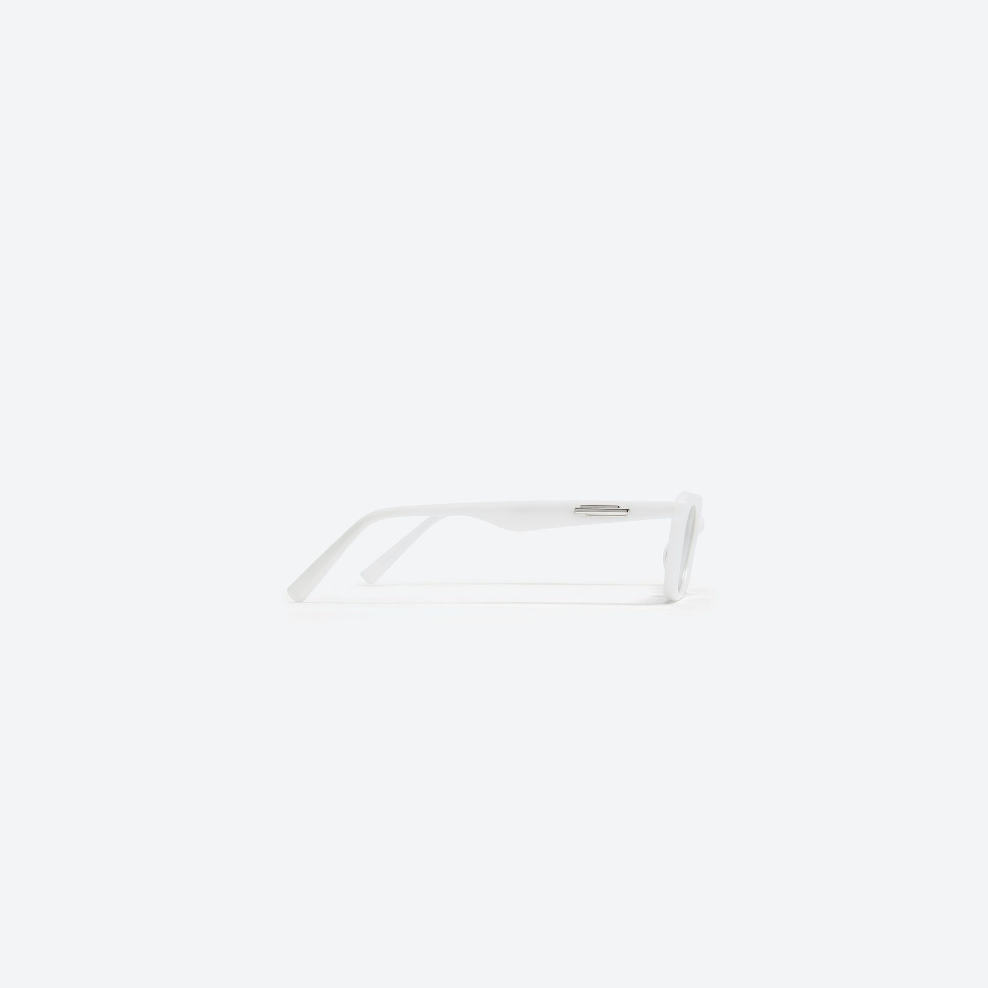 A detailed right view of Gentle Monster Loti W2 White Acetate framed Cat-eye sunglasses.