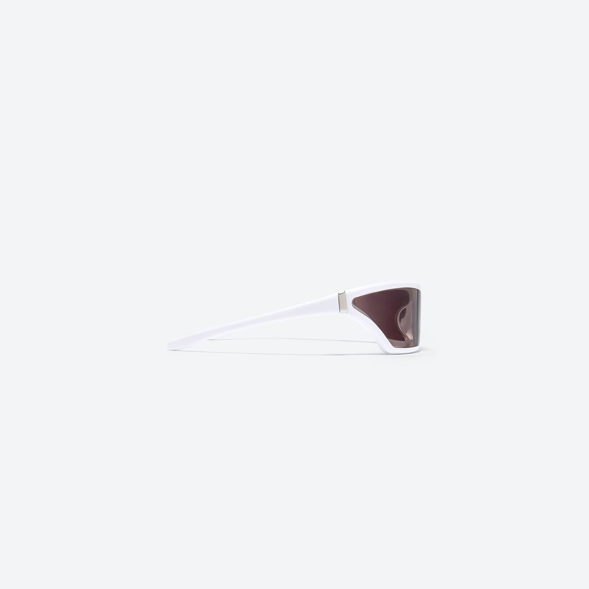 A detailed right view of Gentle Monster HBA - Antagonist W1 White Acetate framed Wraparound sunglasses.