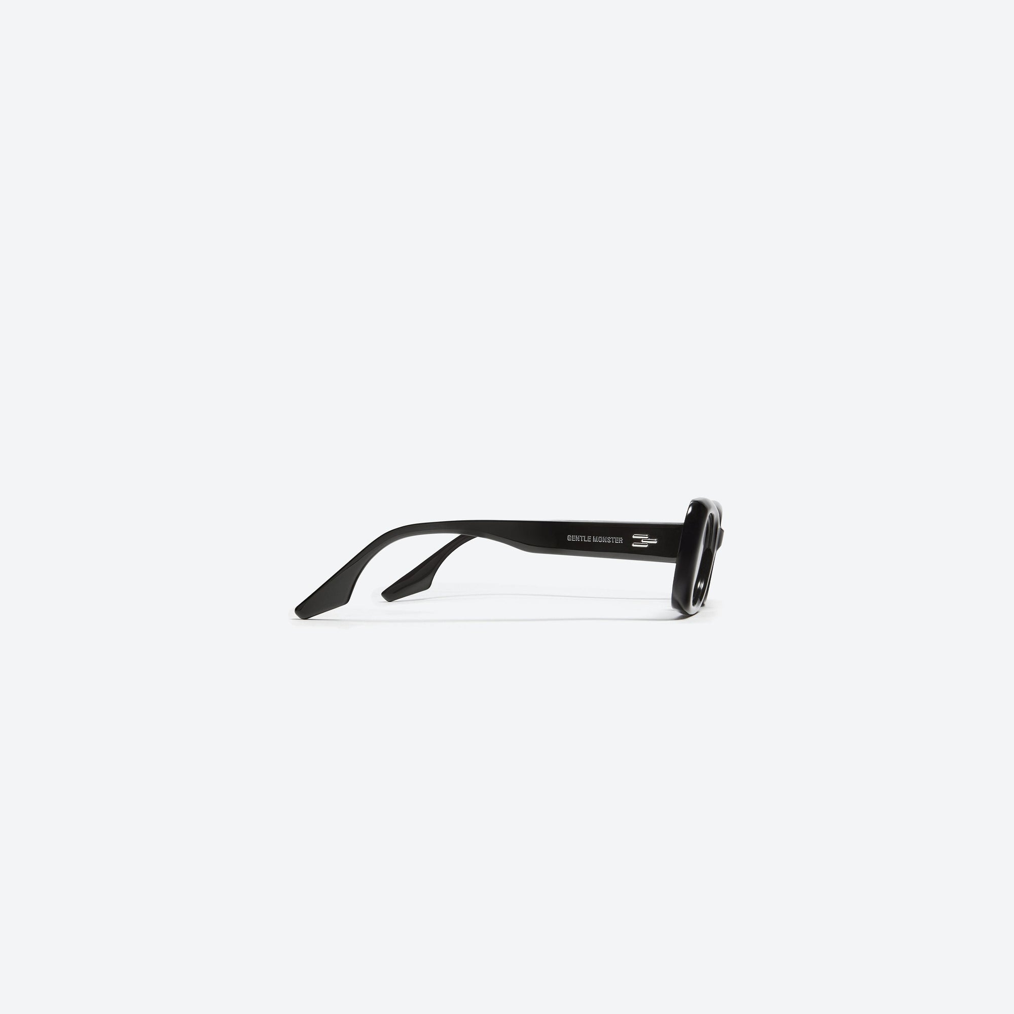 A detailed right view of Gentle Monster Bliss 01 Black Acetate framed Square sunglasses.