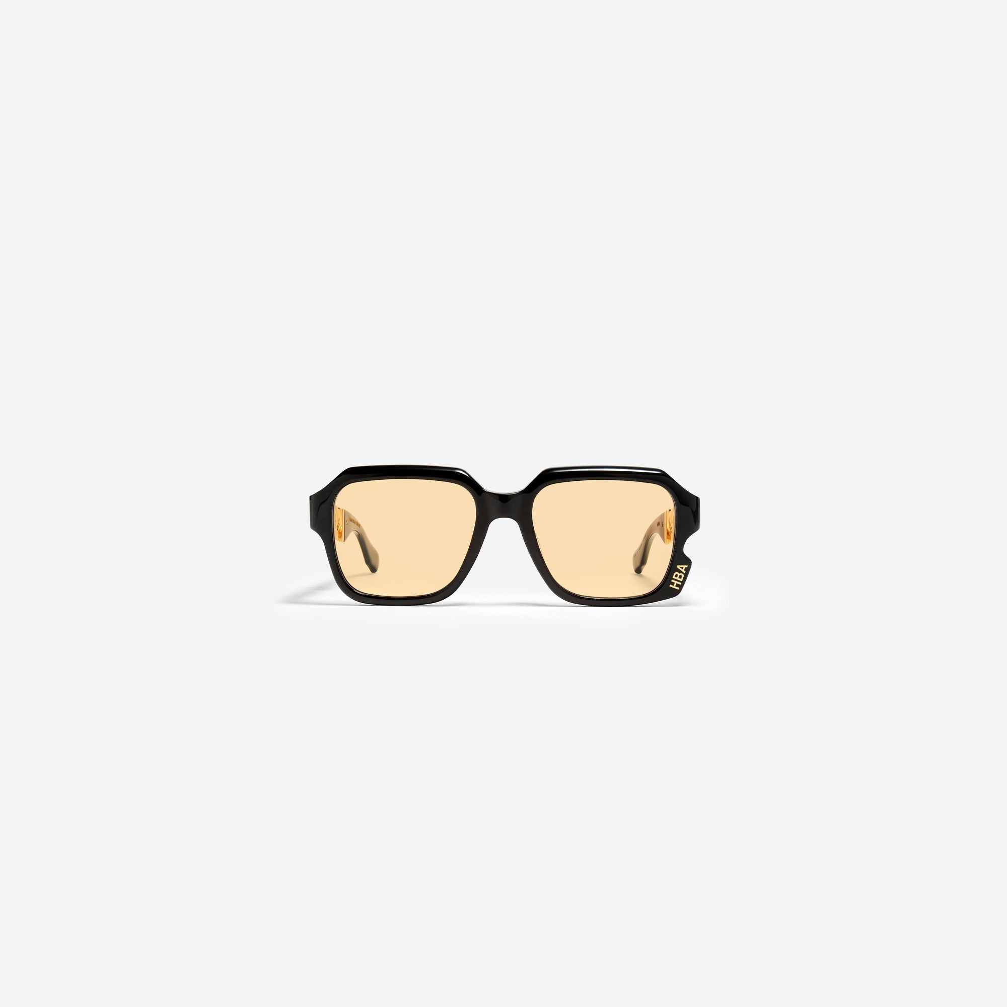A front view of Gentle Monster HBA - Mother 01(OR) Black Mixed framed Wraparound sunglasses.