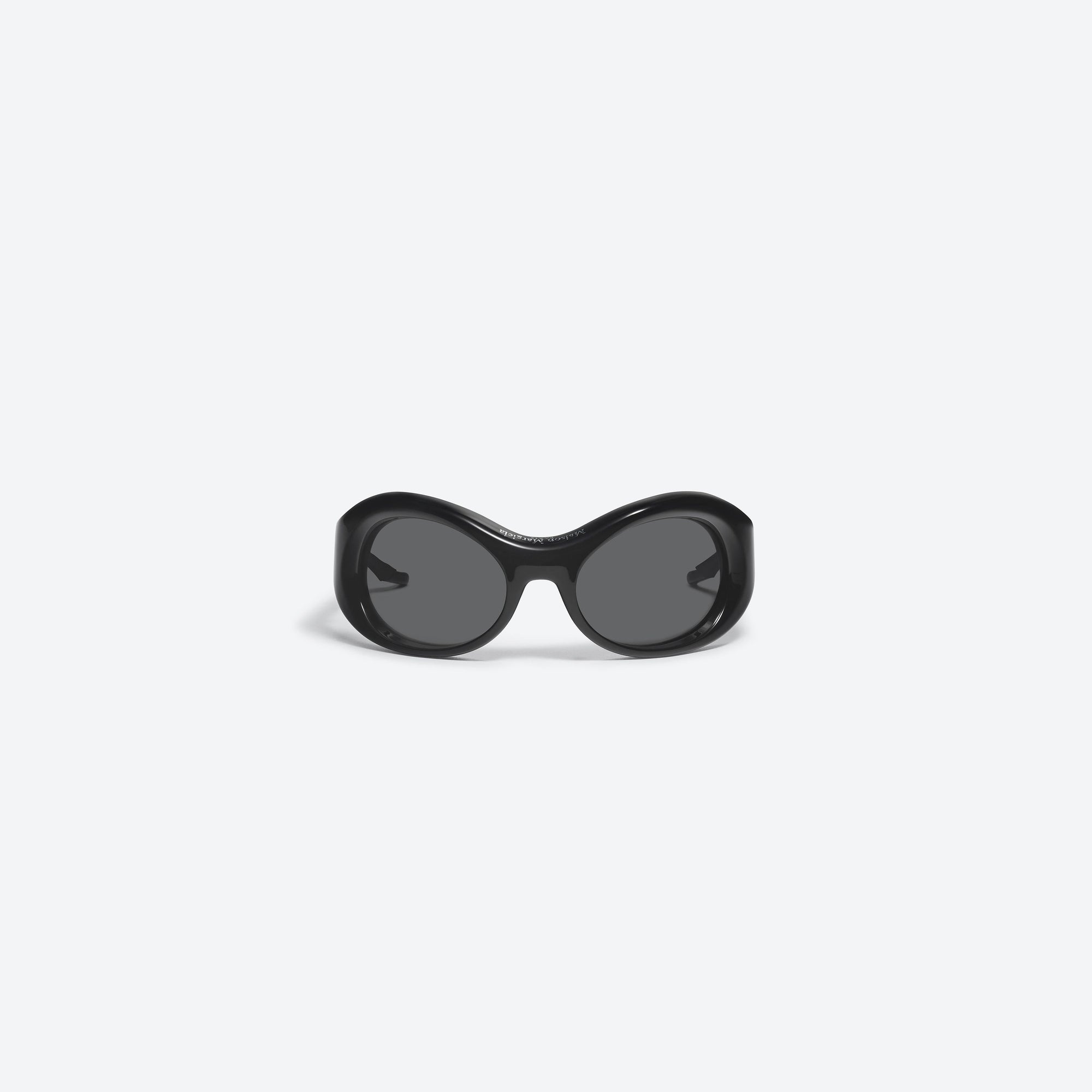 A front view of Gentle Monster Maison Margiela - MM001 01 Black Acetate framed Wraparound sunglasses.