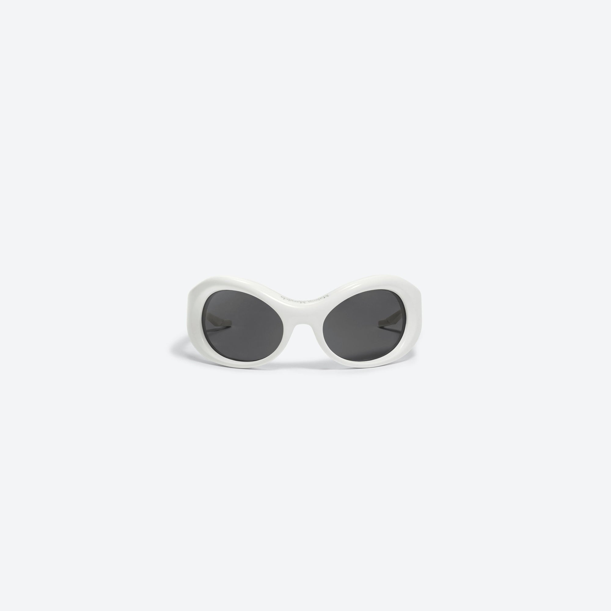 A front view of Gentle Monster Maison Margiela - MM001 W2 Similar White Acetate framed Wraparound sunglasses.