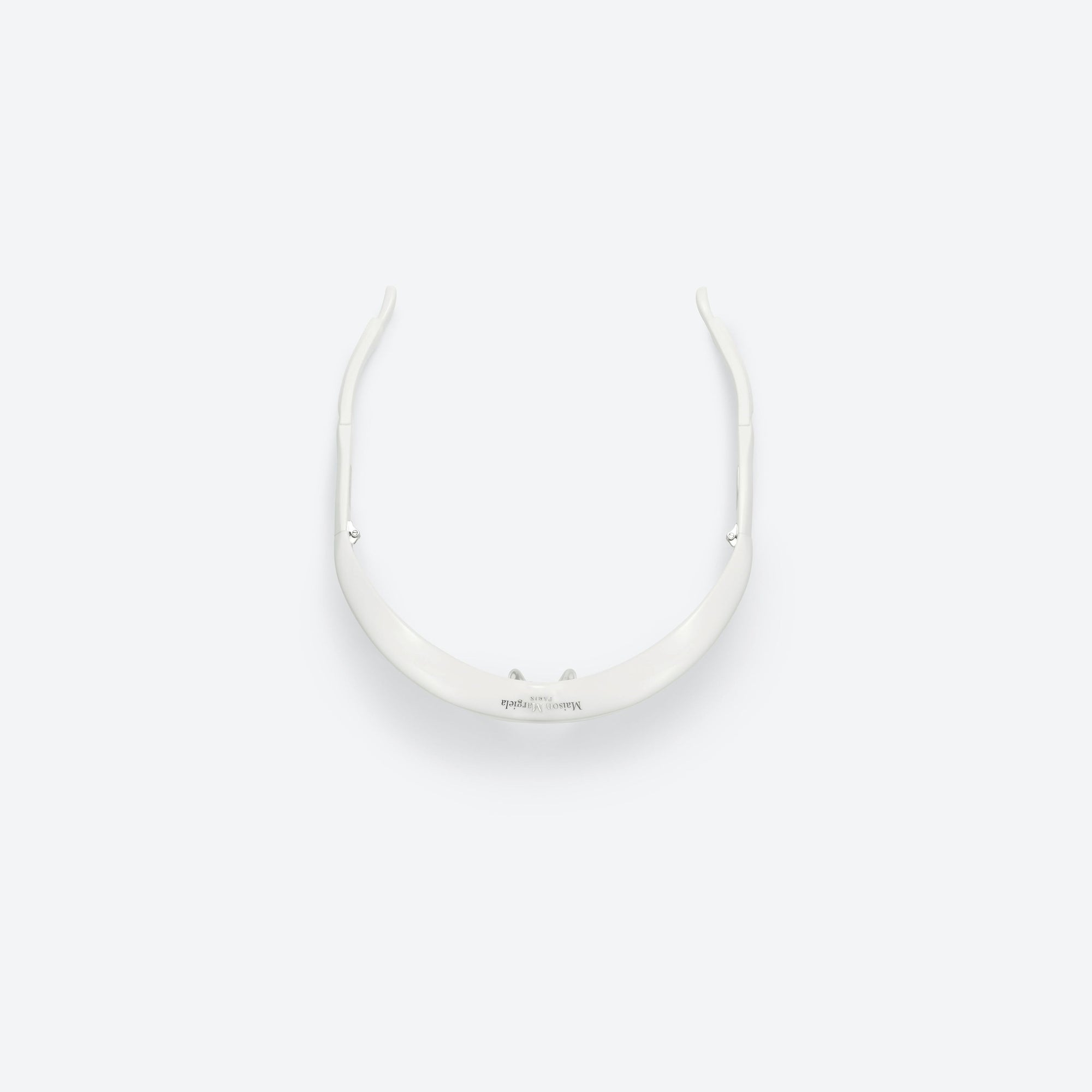 A detailed left view of Gentle Monster Maison Margiela - MM001 W2 Similar White Acetate framed Wraparound sunglasses.