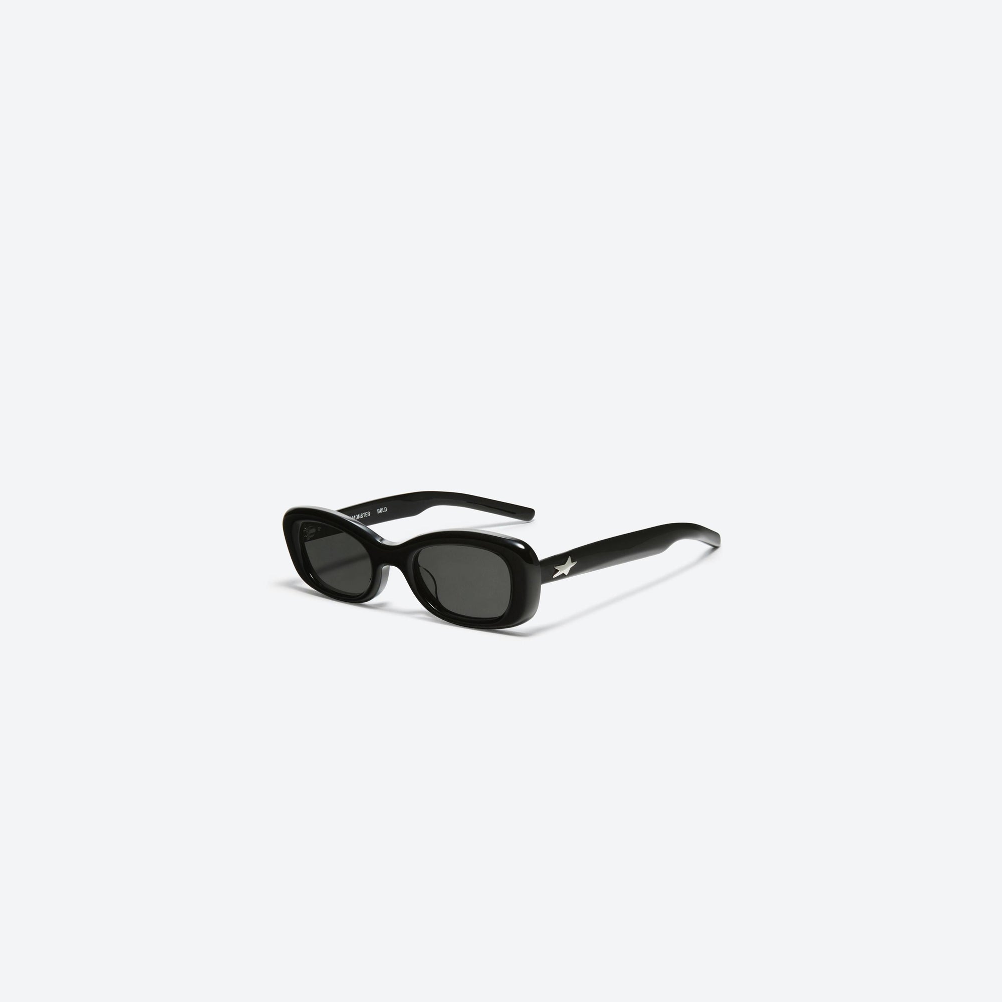 45-degree view of Gentle Monster Oracle.S 01 Black Acetate framed Square sunglasses.