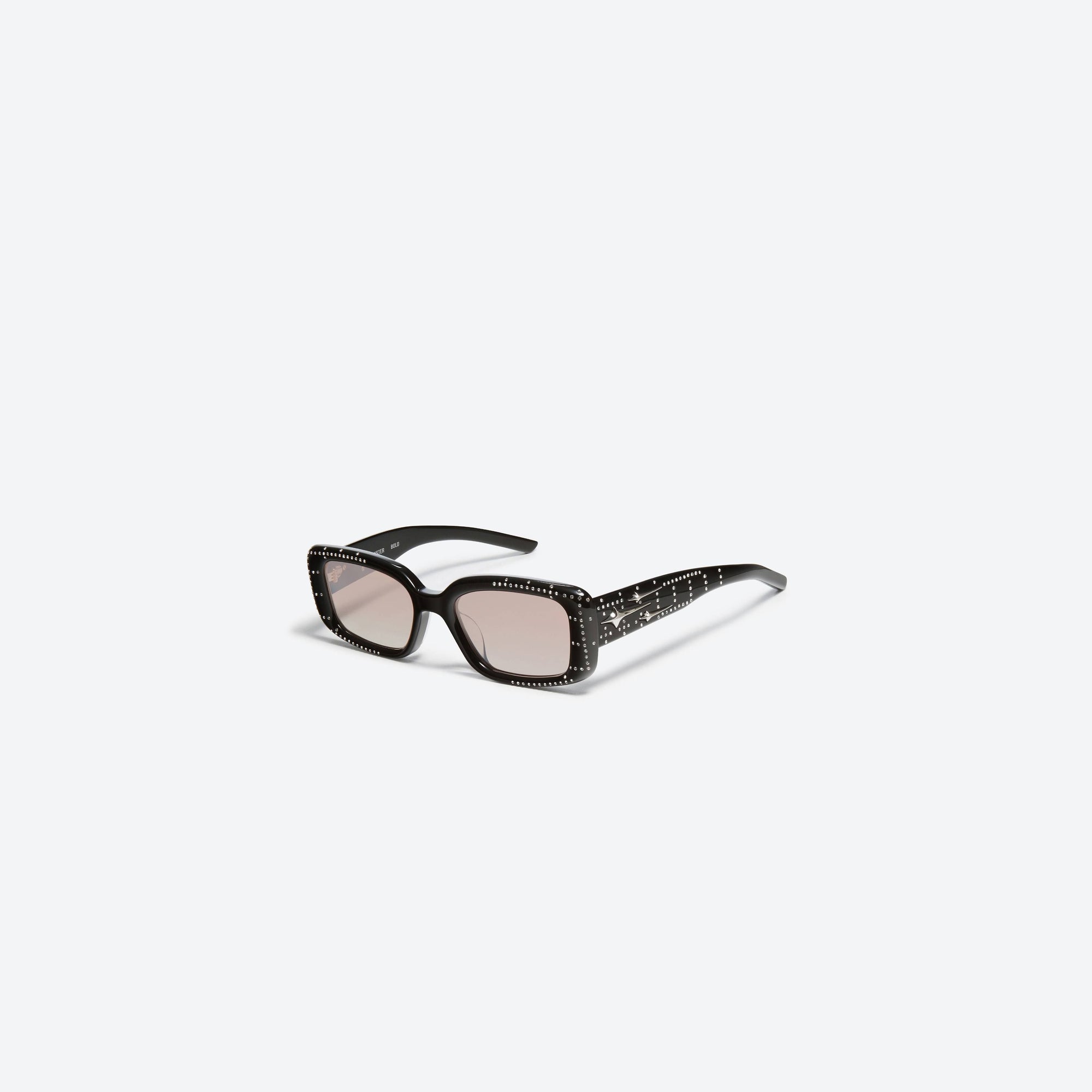 45-degree view of Gentle Monster Antena.C 01 Black Acetate framed Square sunglasses.