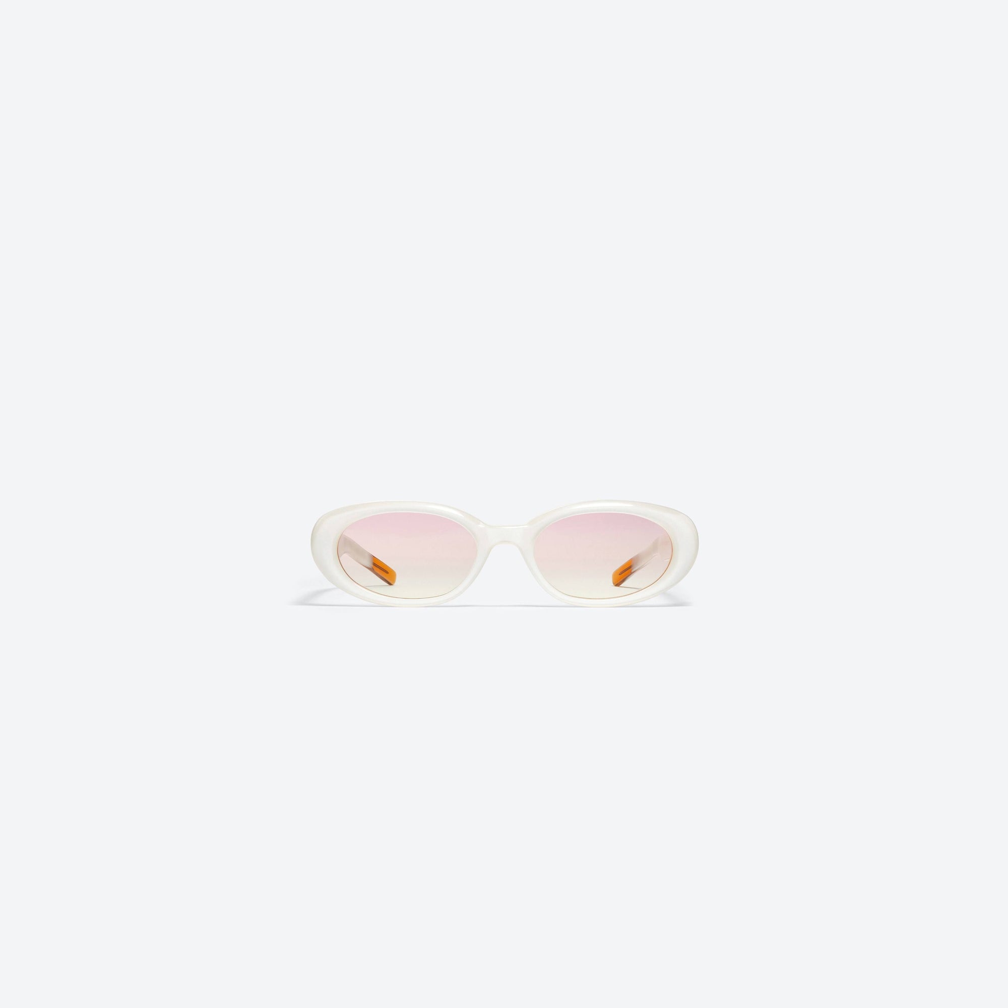 A front view of Gentle Monster Bandoneon.S WC6 White Acetate framed Oval sunglasses.
