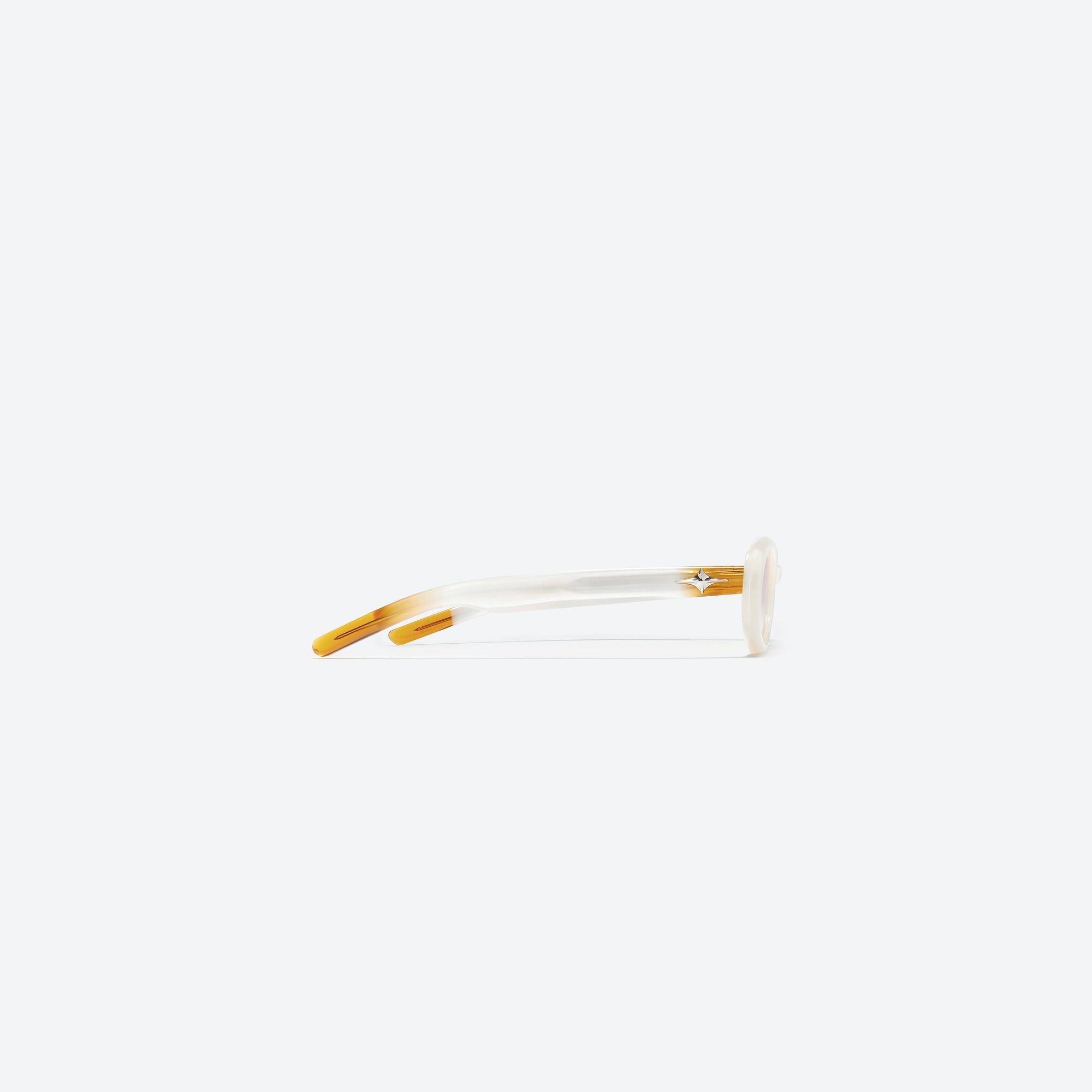 A detailed right view of Gentle Monster Bandoneon.S WC6 White Acetate framed Oval sunglasses.