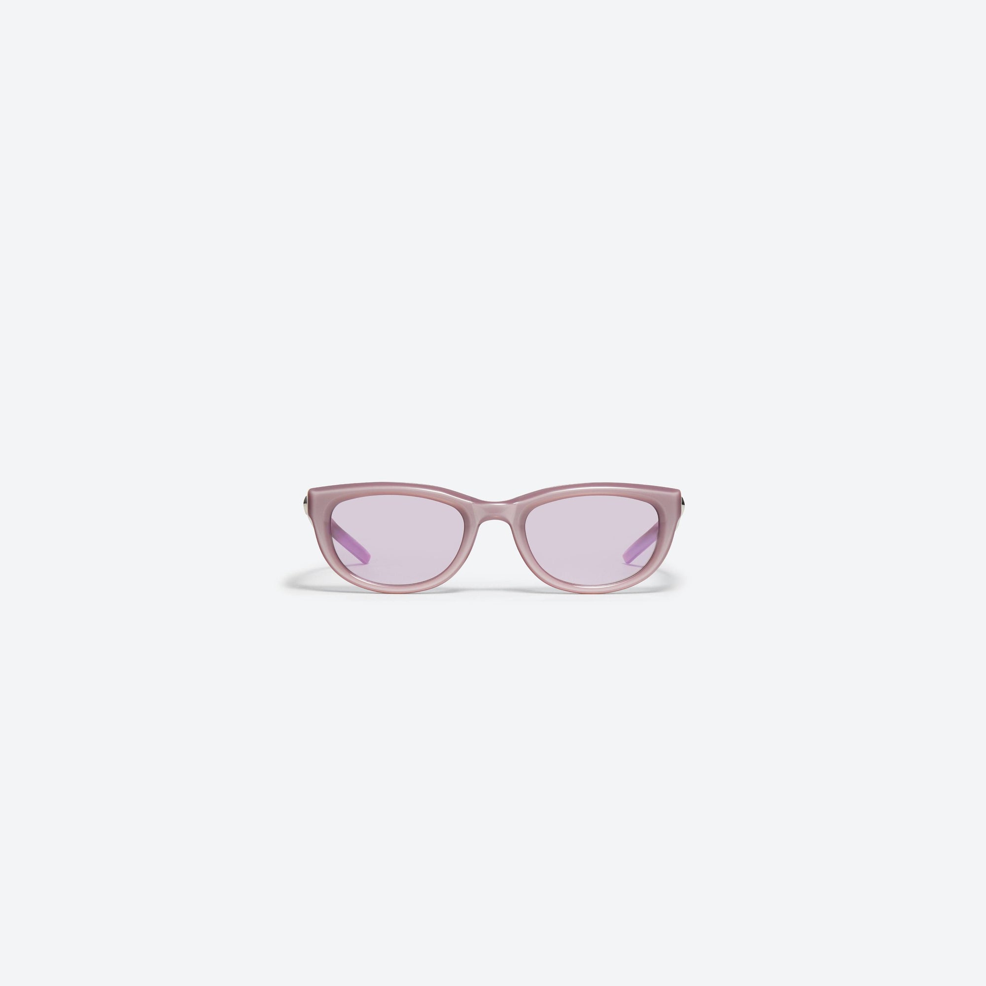 A front view of Gentle Monster Monochrome PC5 Pink Acetate framed Round sunglasses.