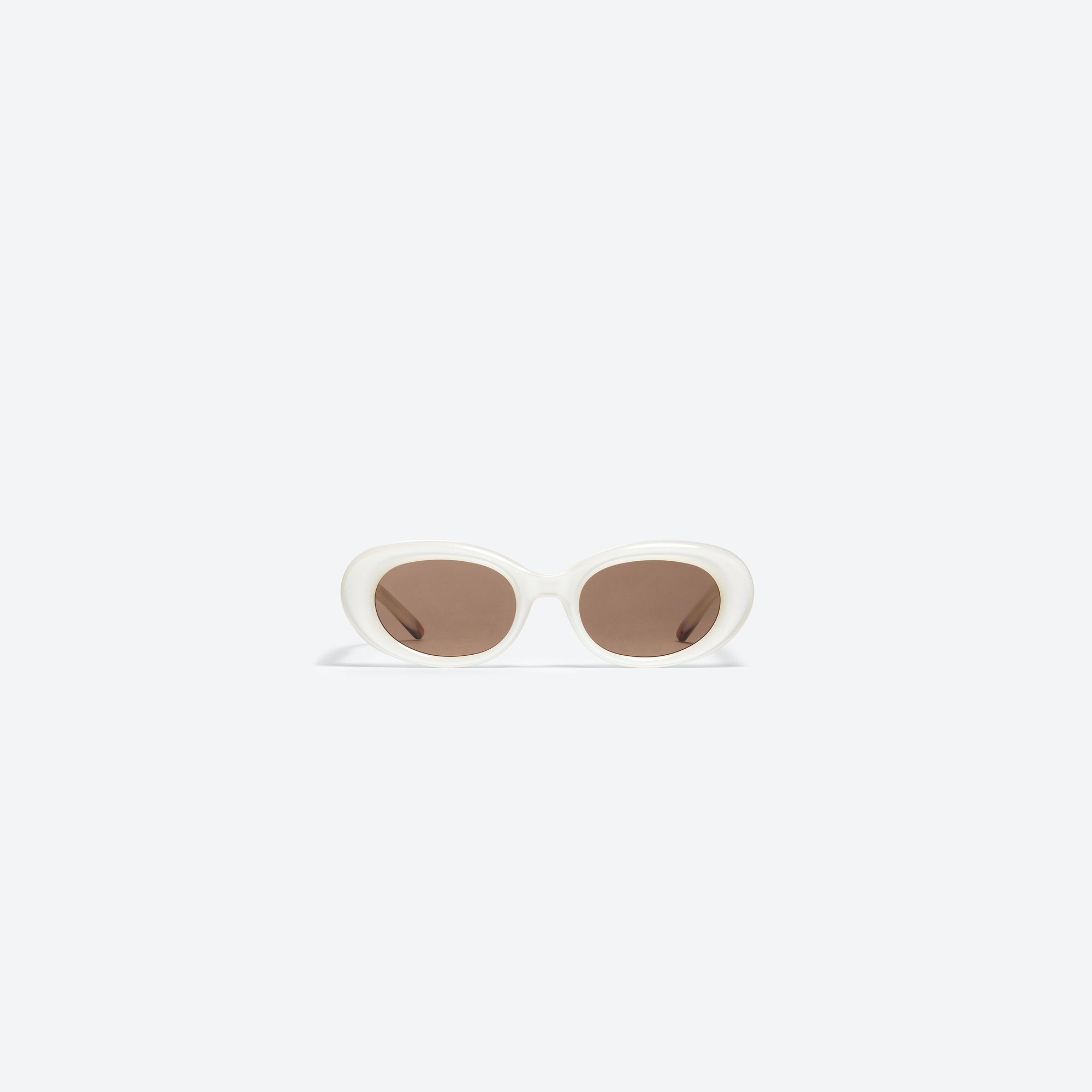 A front view of Gentle Monster Eve WC6 White Acetate framed Oval sunglasses.