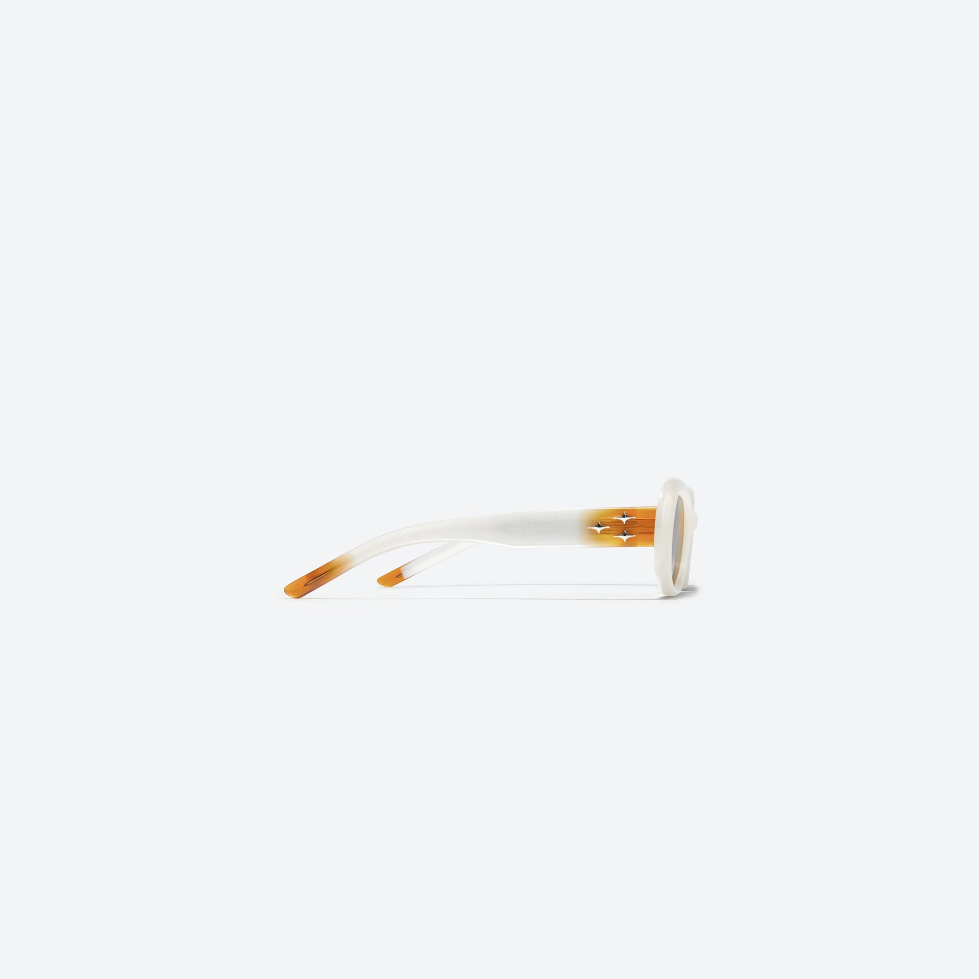 A detailed right view of Gentle Monster Eve WC6 White Acetate framed Oval sunglasses.