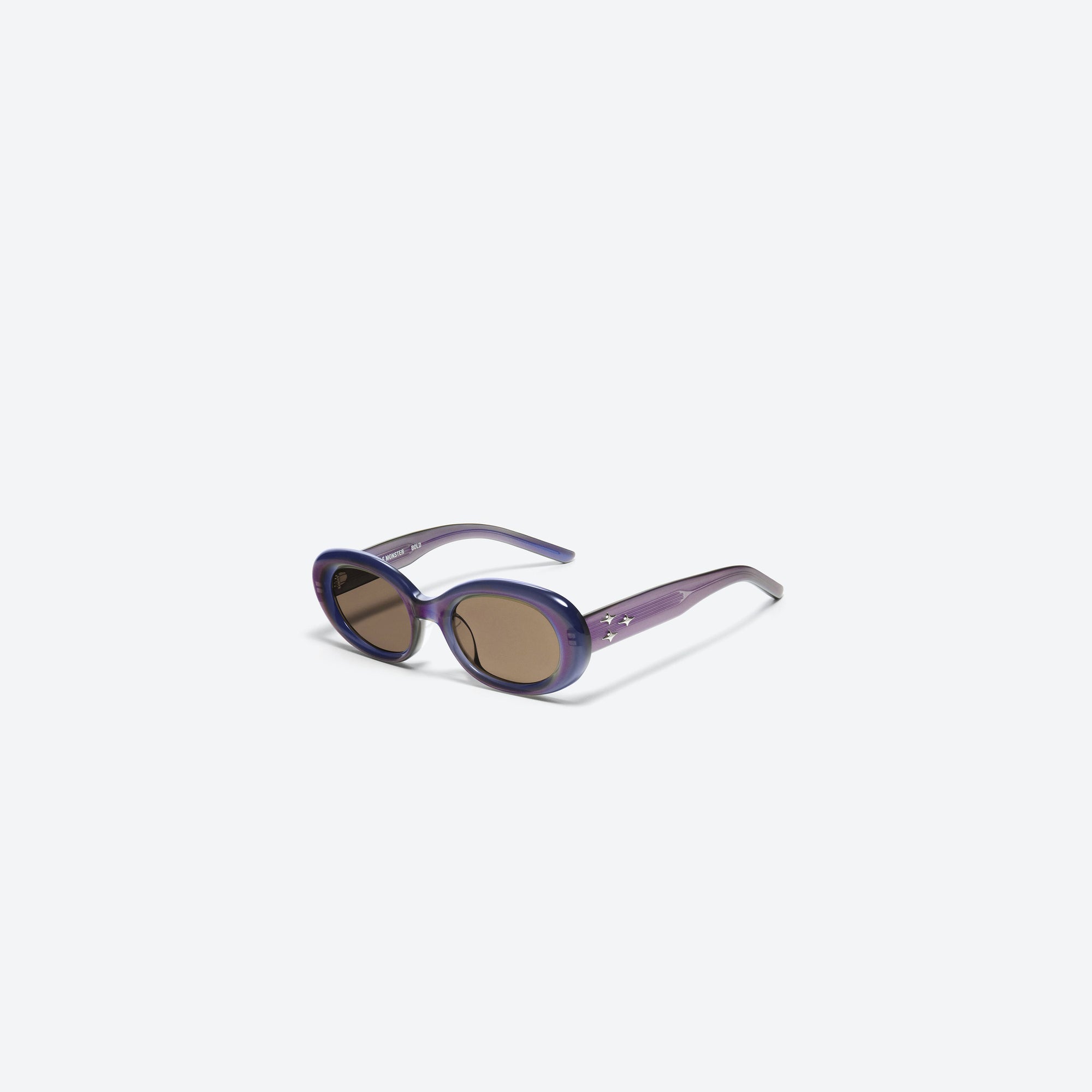 45-degree view of Gentle Monster Eve BLC6 Blue Acetate framed Oval sunglasses.
