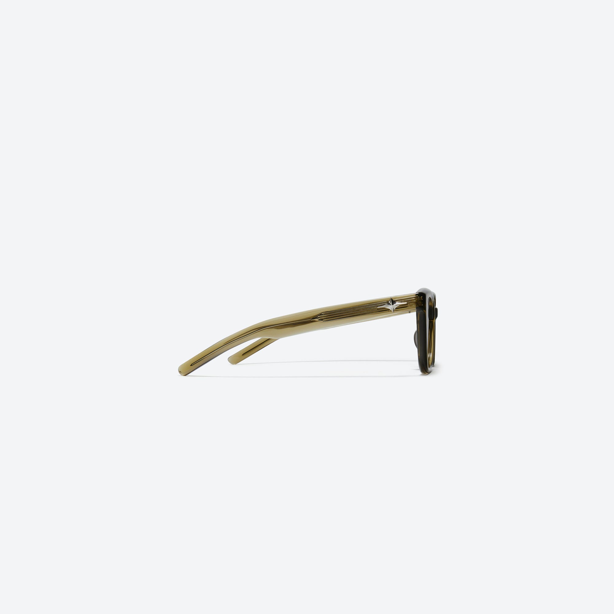 A detailed right view of Gentle Monster Billy KC1 Green Acetate framed Square sunglasses.
