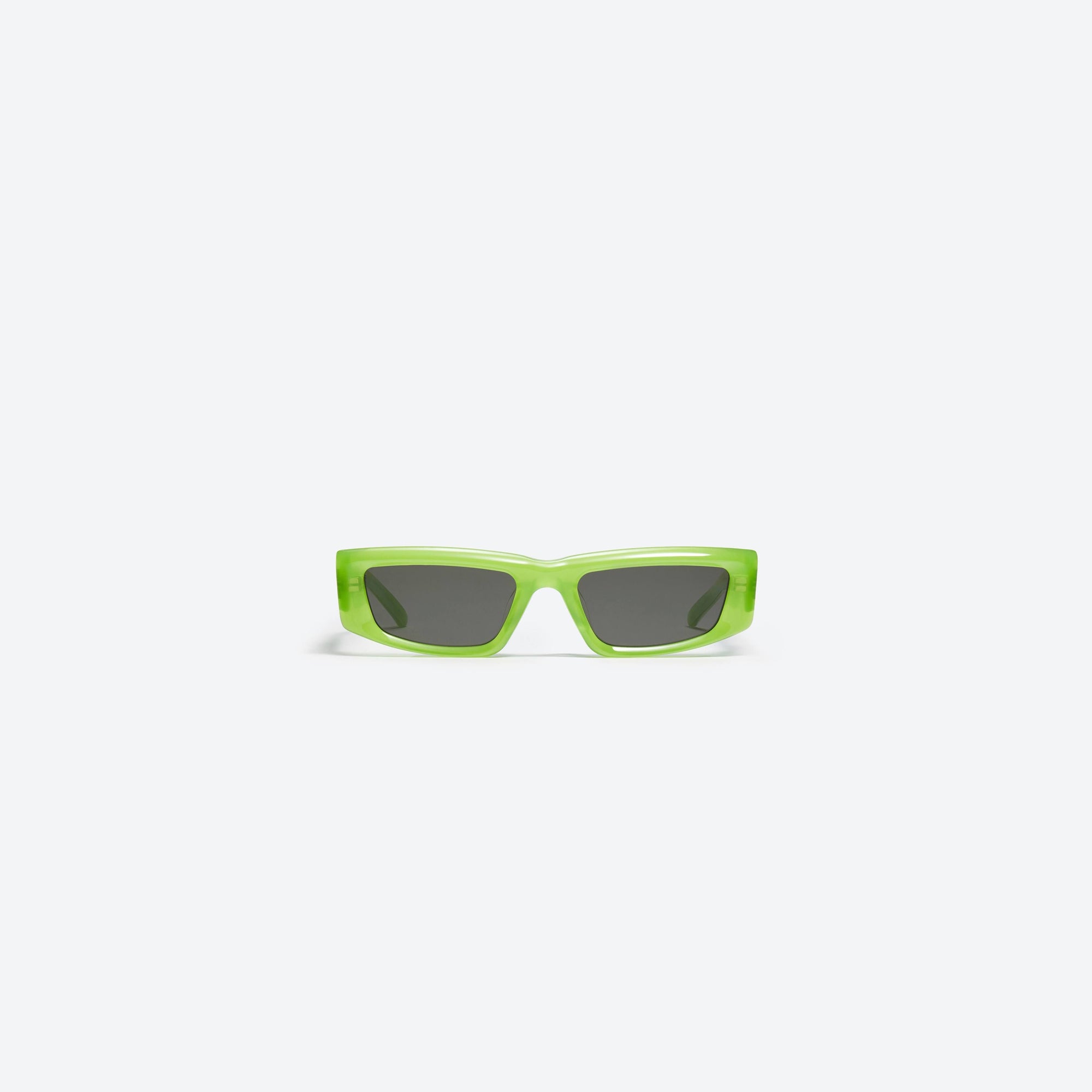 A front view of Gentle Monster Silver Clouds GRC3 Green Acetate framed Square sunglasses.