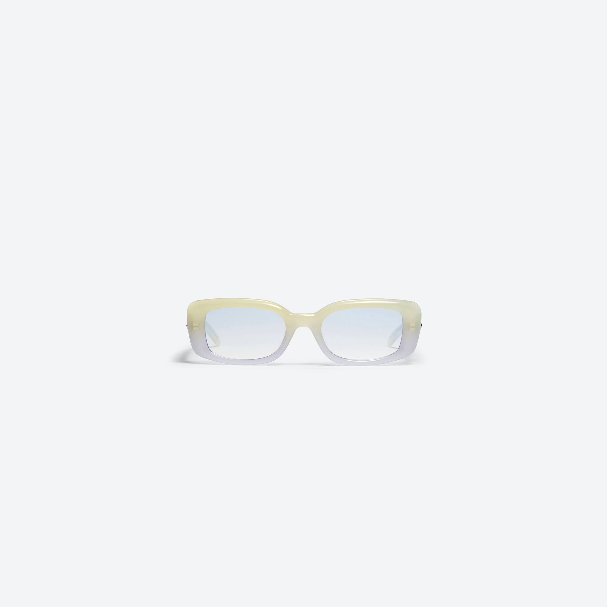 A front view of Gentle Monster The Bell YVG1 Yellow Acetate framed Square sunglasses.