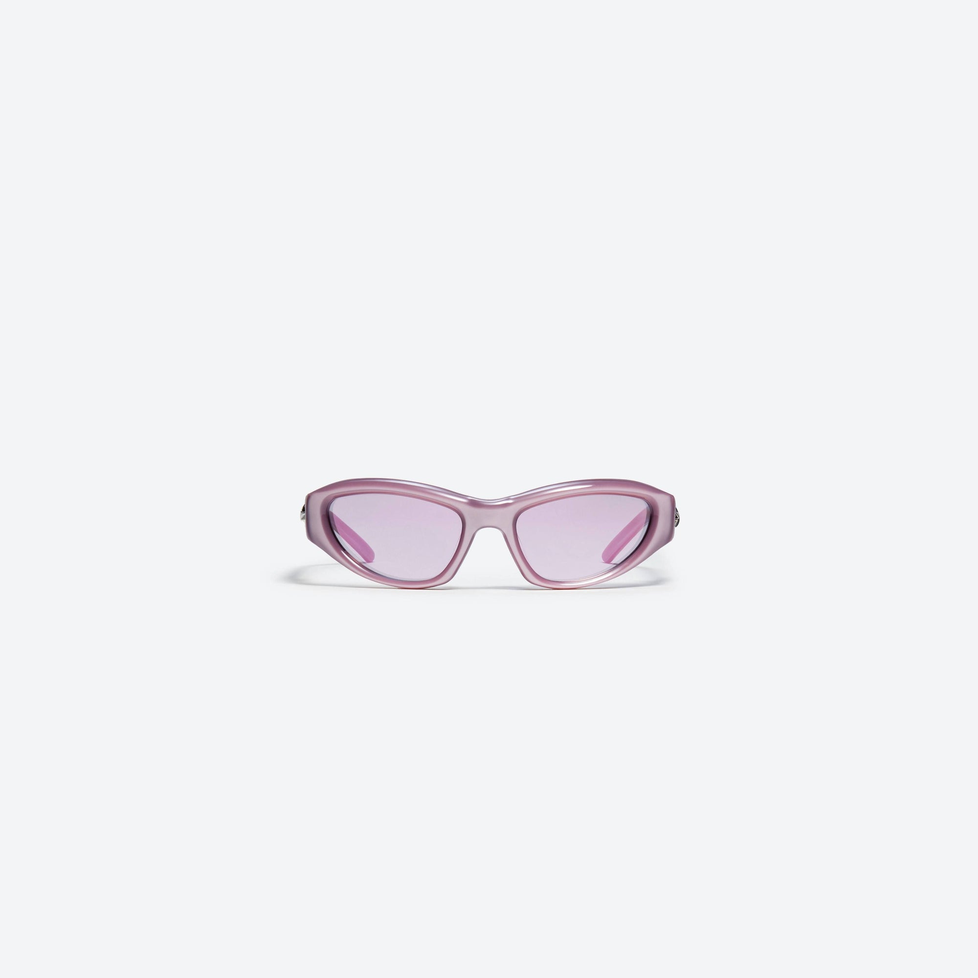 A front view of Gentle Monster R.E.A.T PC5 Pink Acetate framed Wraparound sunglasses.