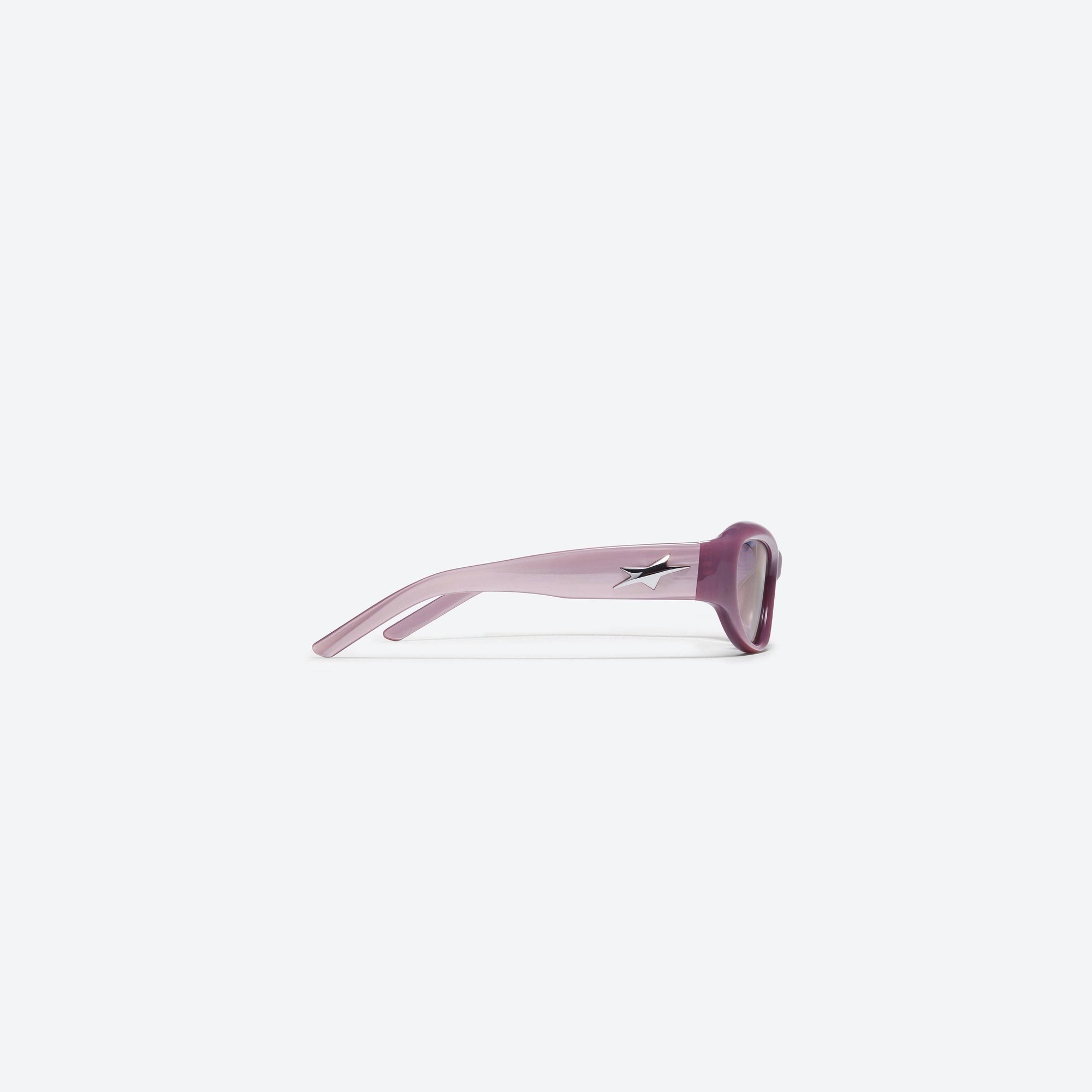 A detailed right view of Gentle Monster R.E.A.T PC5 Pink Acetate framed Wraparound sunglasses.