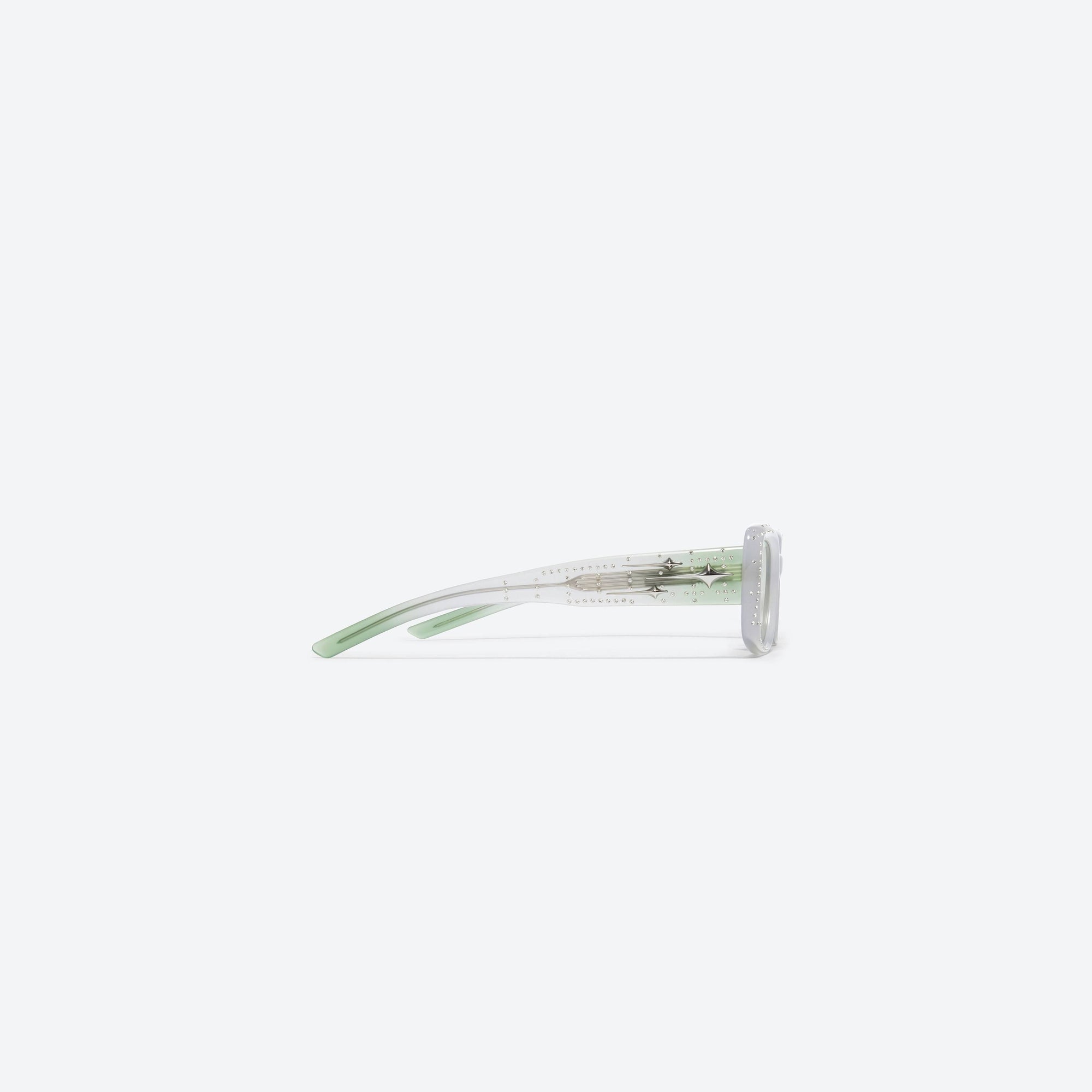 A detailed right view of Gentle Monster Antena.C LVC1 Purple Acetate framed Square sunglasses.