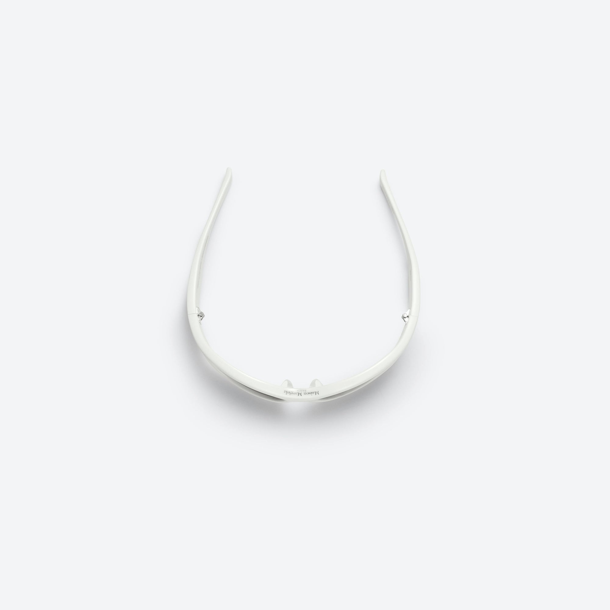 A detailed left view of Gentle Monster Maison Margiela - MM003 W2 White Acetate framed Wraparound sunglasses.