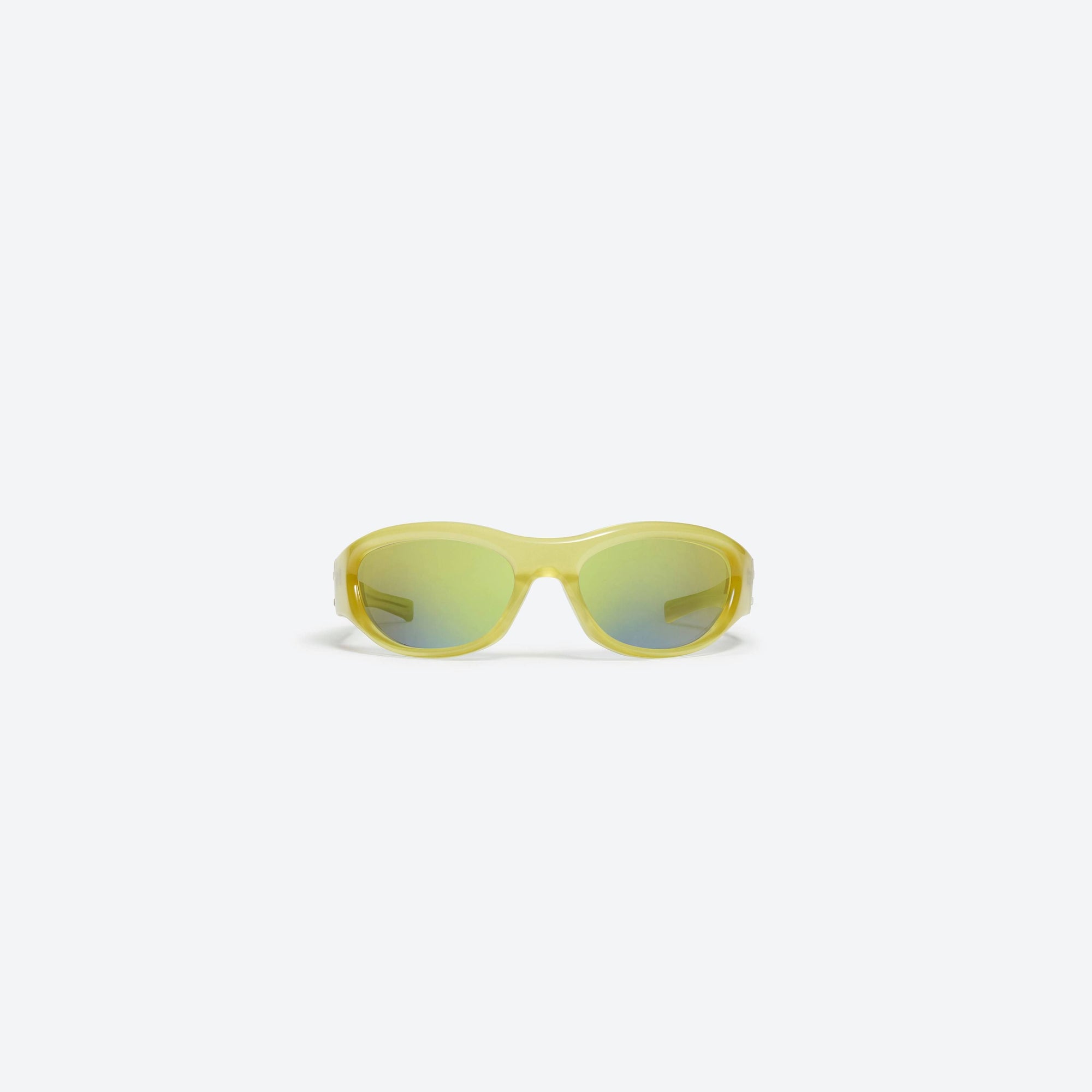 A front view of Gentle Monster Maison Margiela - MM003 OL3 Green Acetate framed Wraparound sunglasses.