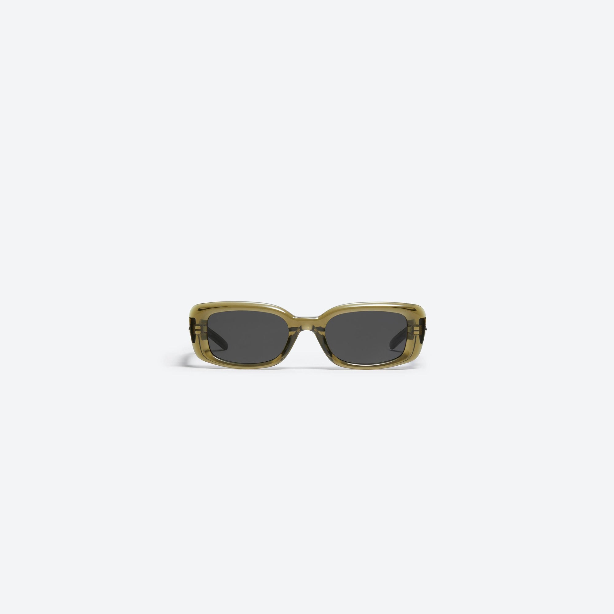 A front view of Gentle Monster The Bell KC1 Green Acetate framed Square sunglasses.
