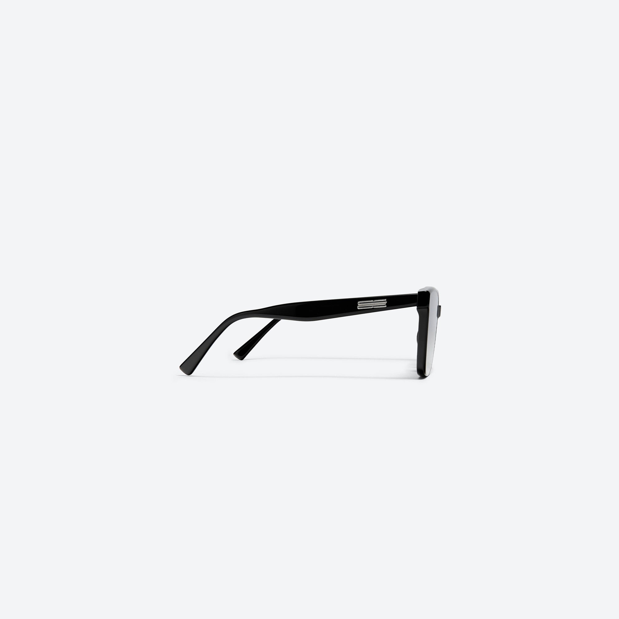 A detailed right view of Gentle Monster Plot 01 Black Acetate framed Square sunglasses.