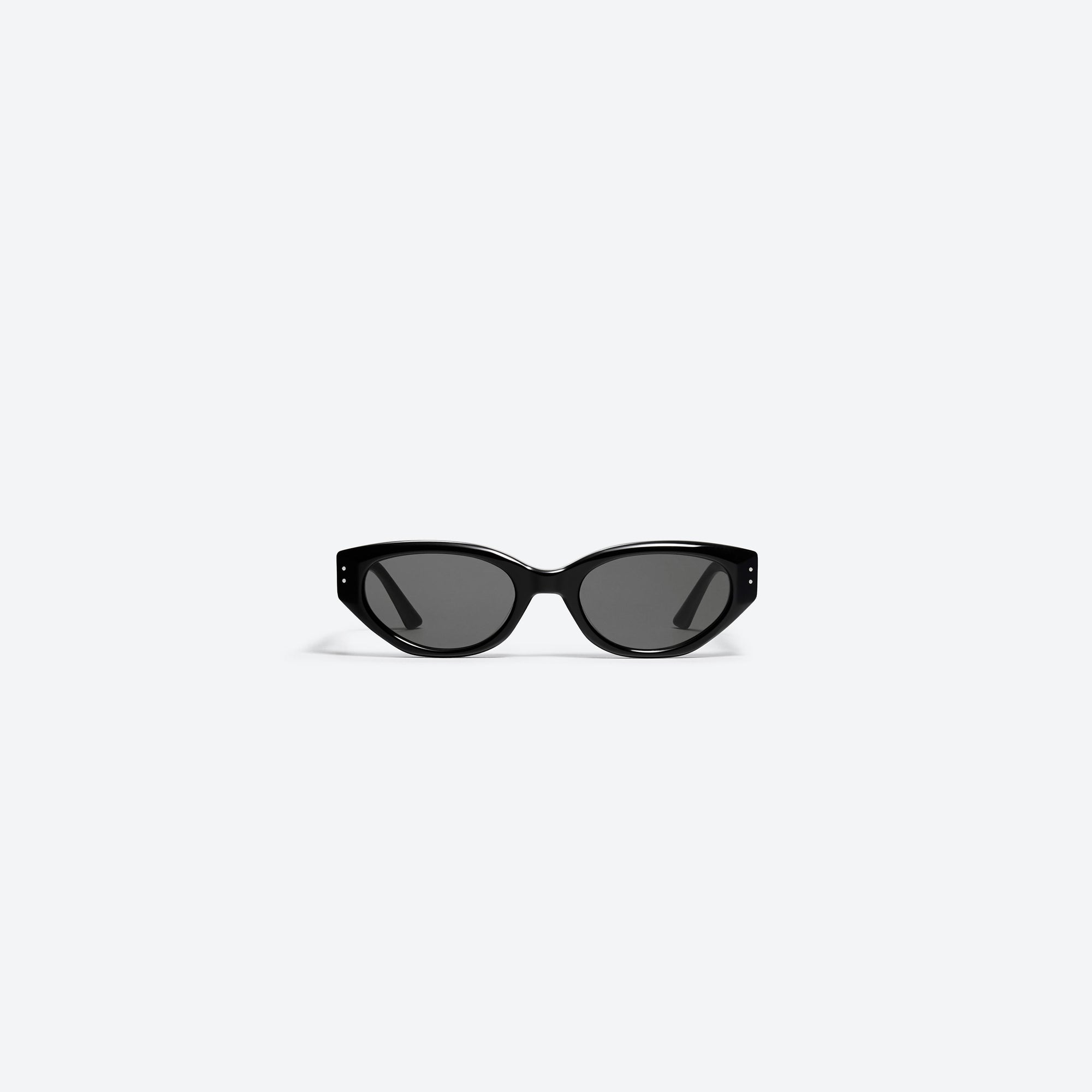 A front view of Gentle Monster Rococo 01 Black Acetate framed Cat-eye sunglasses.