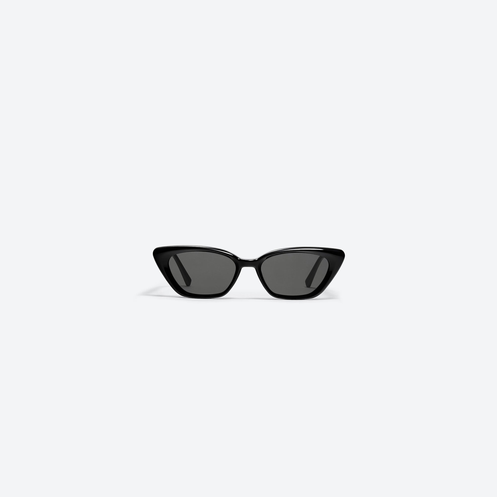 A front view of Gentle Monster Terra Cotta 01 Black Acetate framed Cat-eye sunglasses.