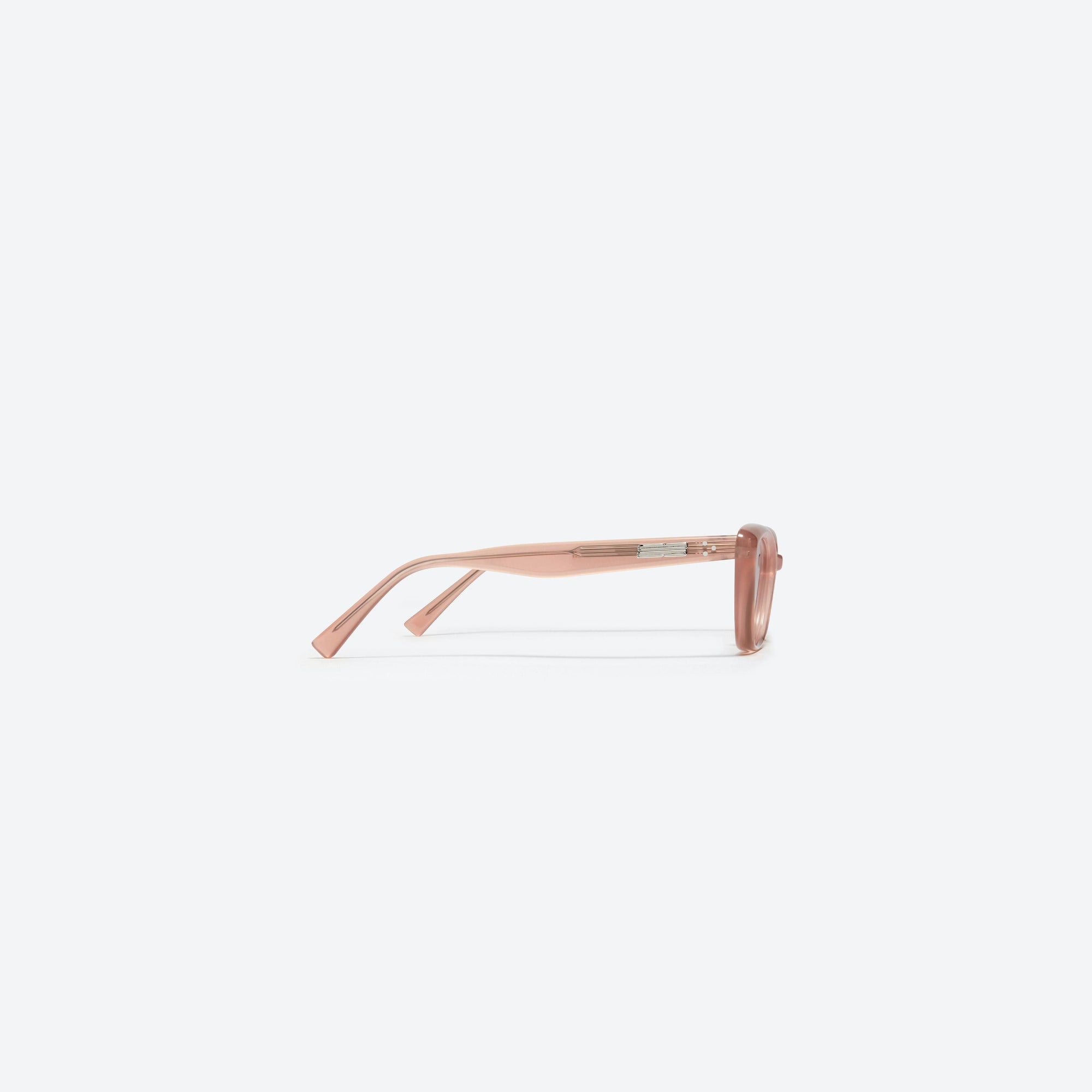 A detailed right view of Gentle Monster Terra Cotta PC7 Pink Acetate framed Cat-eye sunglasses.