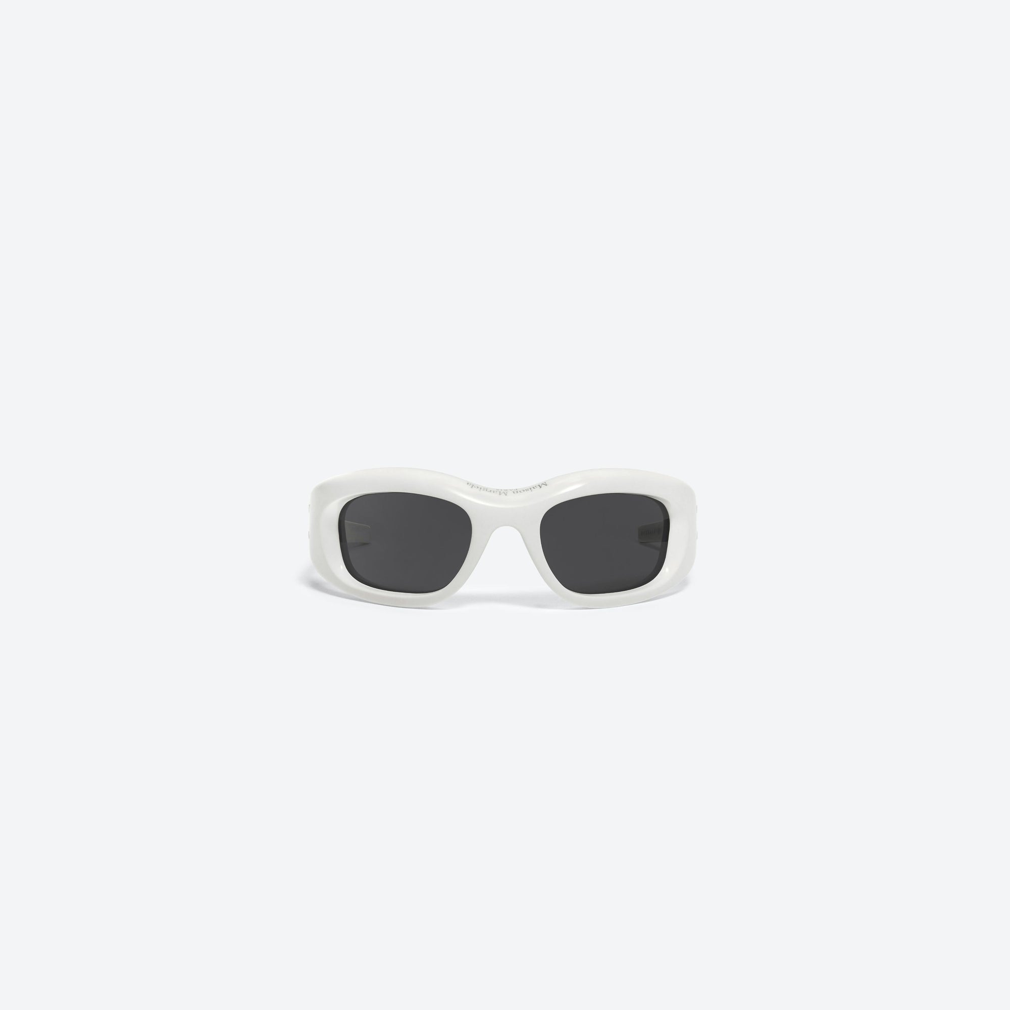 A front view of Gentle Monster Maison Margiela - MM002 W2 White Acetate framed Wraparound sunglasses.