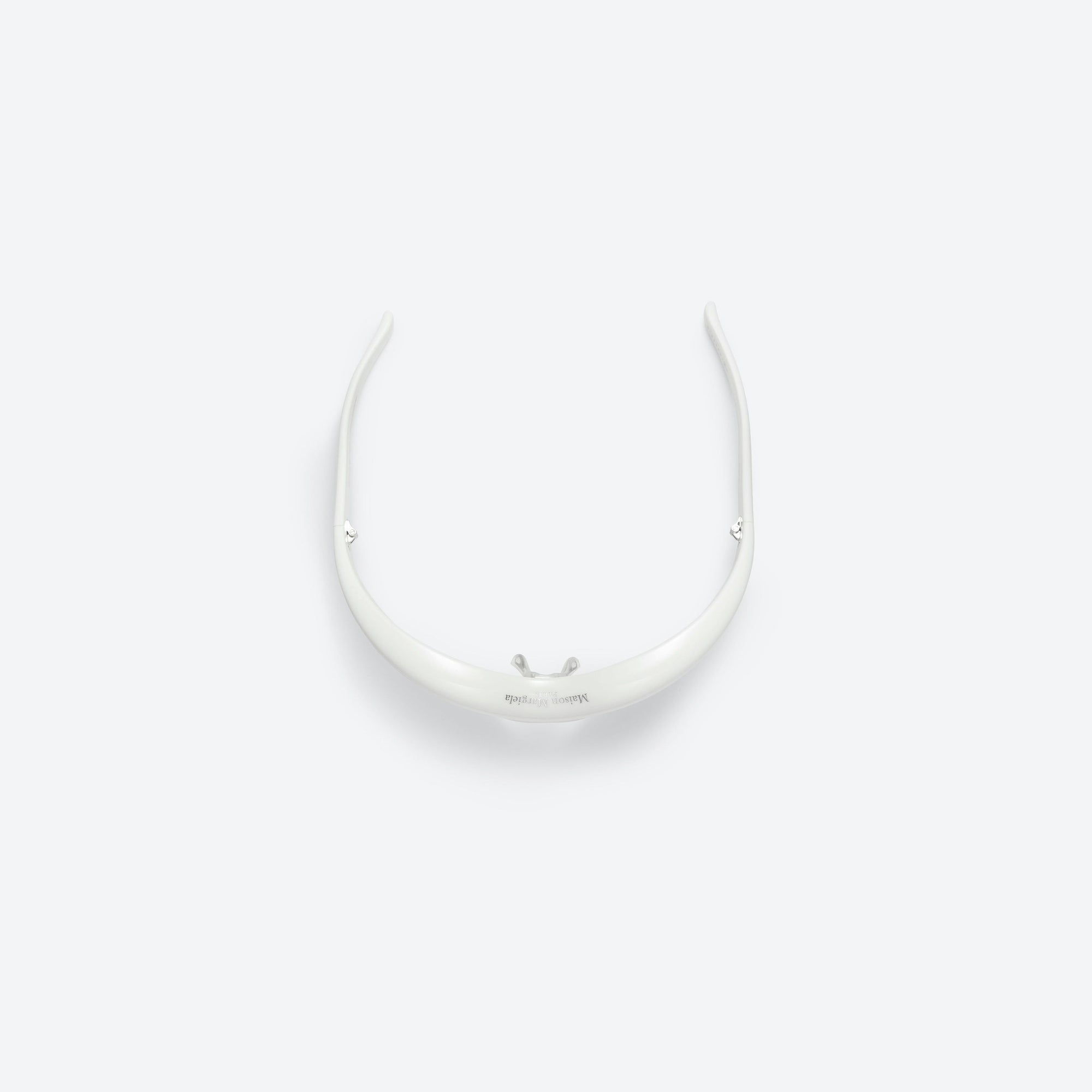 A detailed left view of Gentle Monster Maison Margiela - MM002 W2 White Acetate framed Wraparound sunglasses.