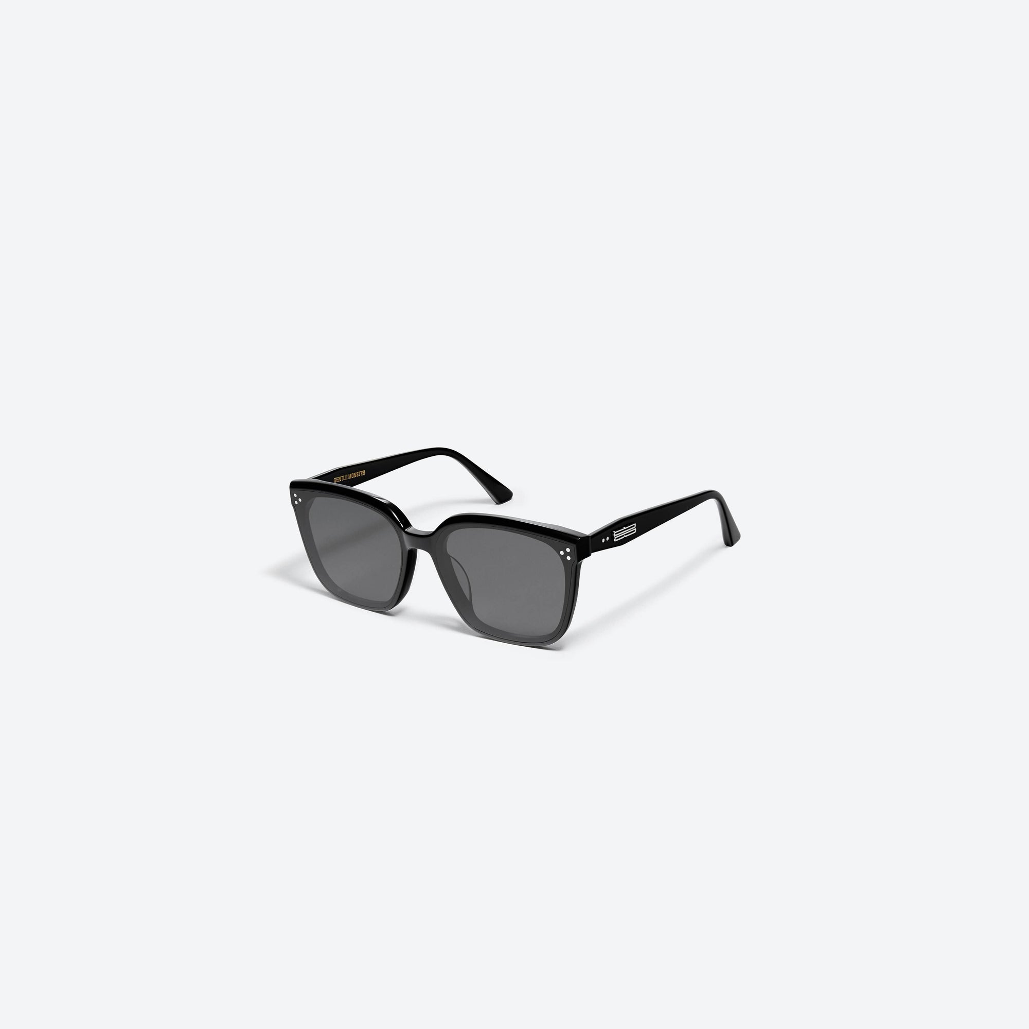 45-degree view of Gentle Monster Palette 01 Black Acetate framed Square sunglasses.