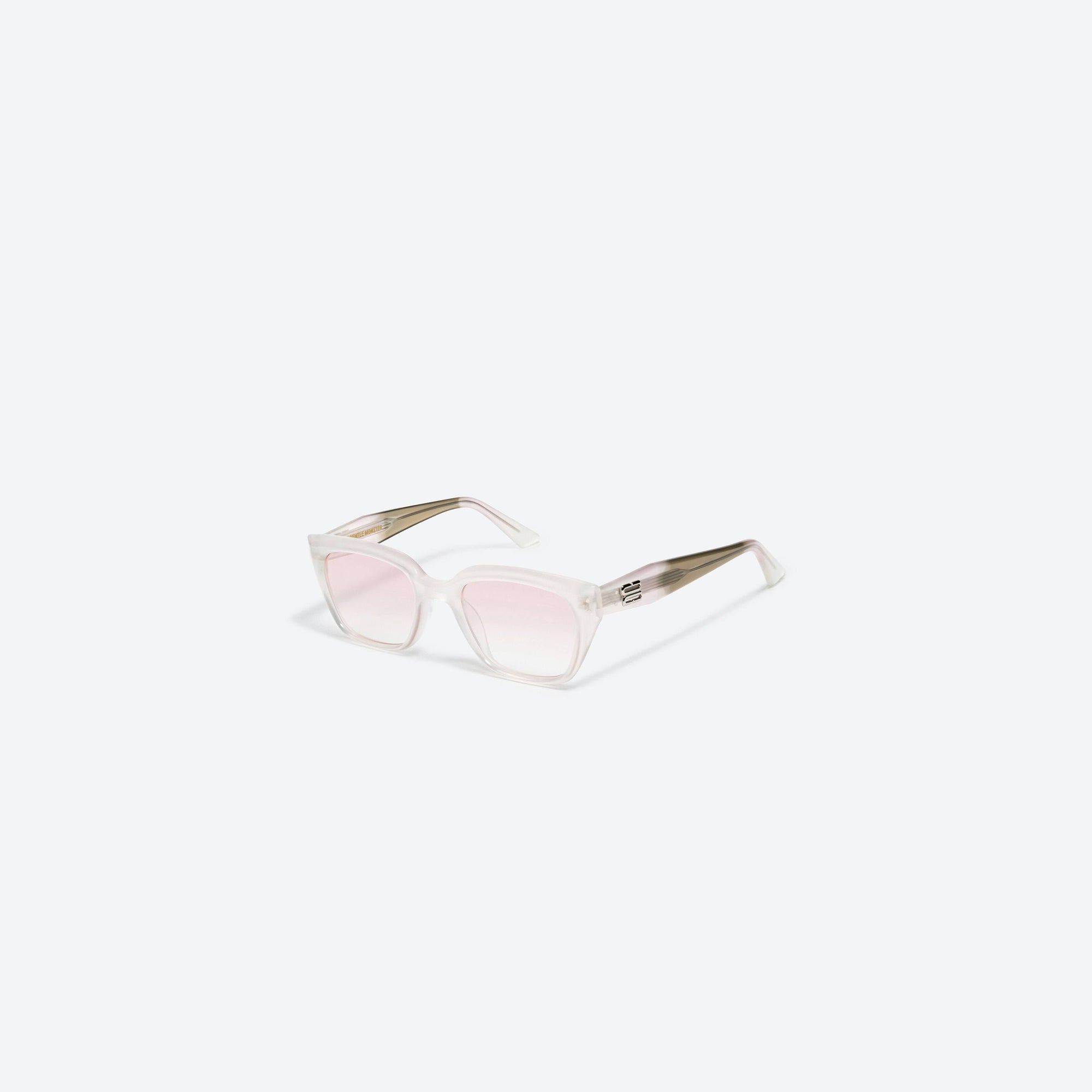 45-degree view of Gentle Monster Nada WC3 White Acetate framed Square sunglasses.