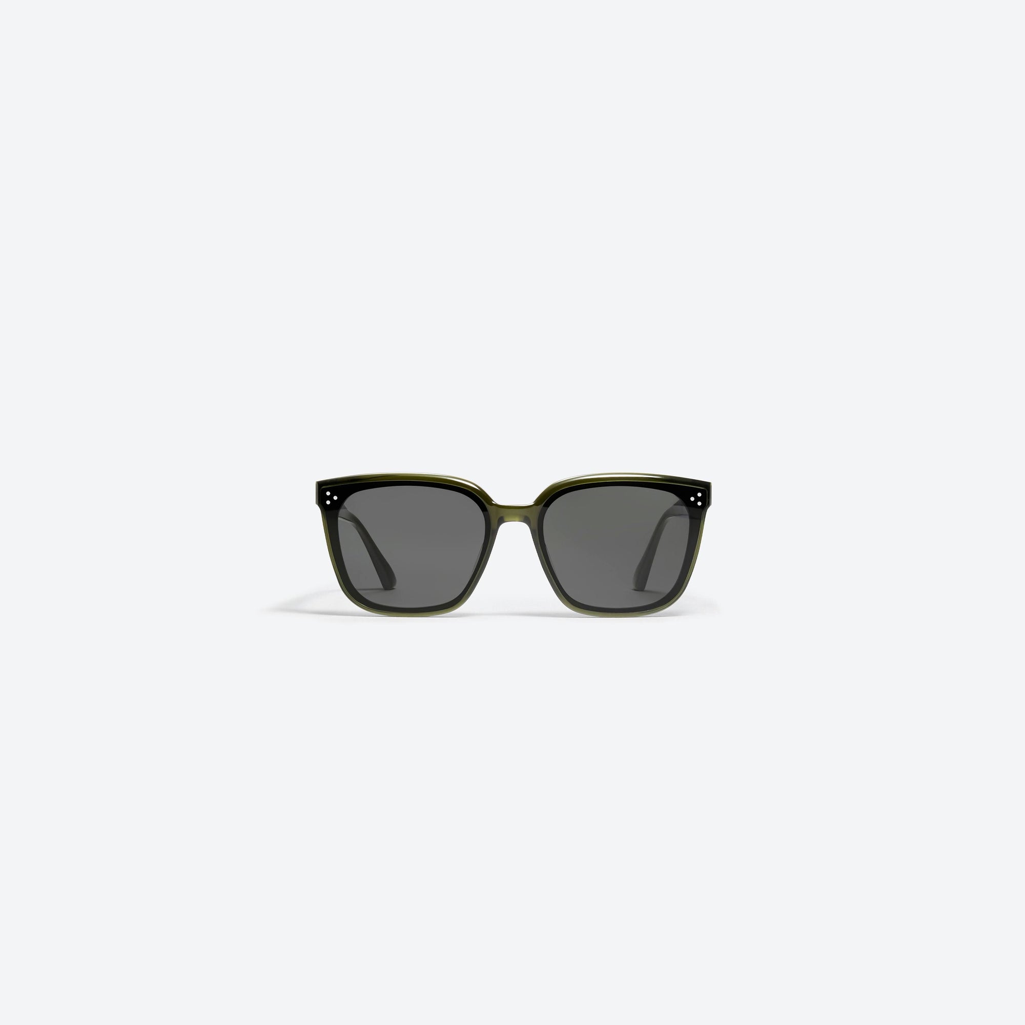 A front view of Gentle Monster Palette KC2 Green Acetate framed Square sunglasses.