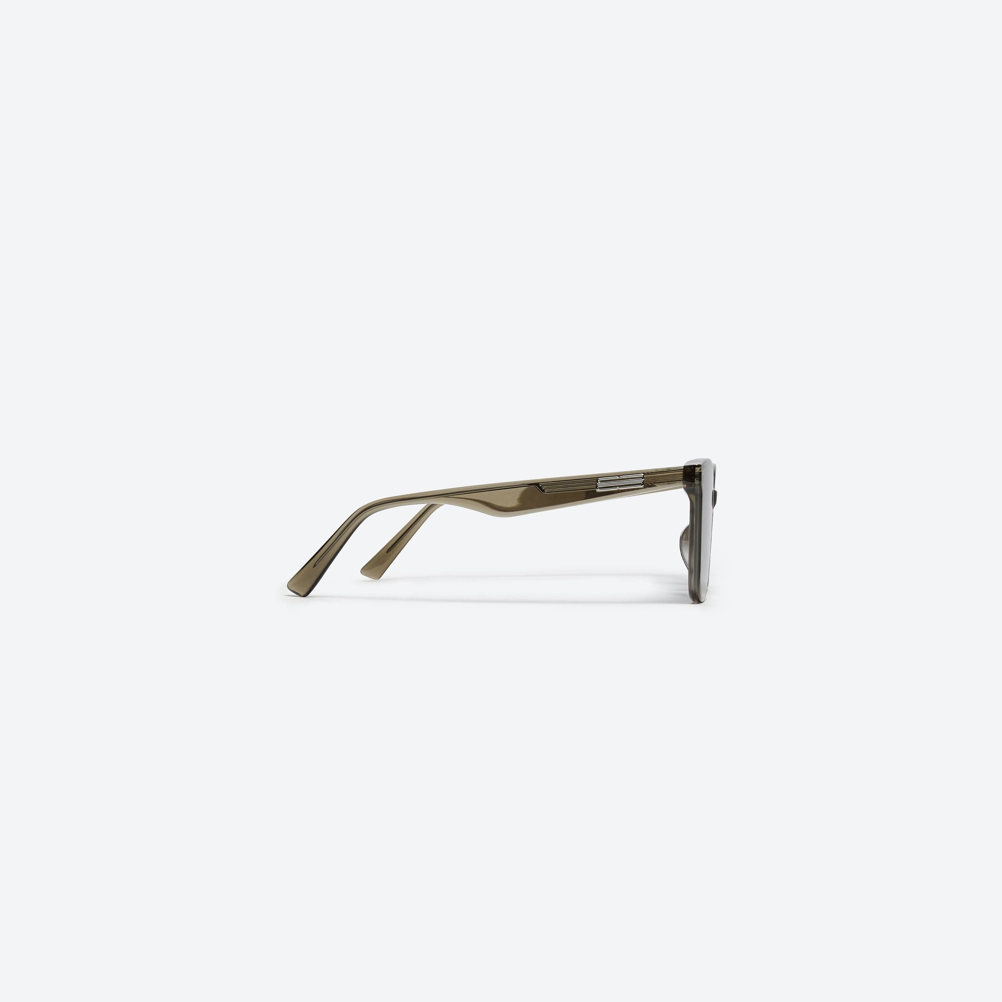 A detailed right view of Gentle Monster Heizer KC6 Green Acetate framed Square sunglasses.